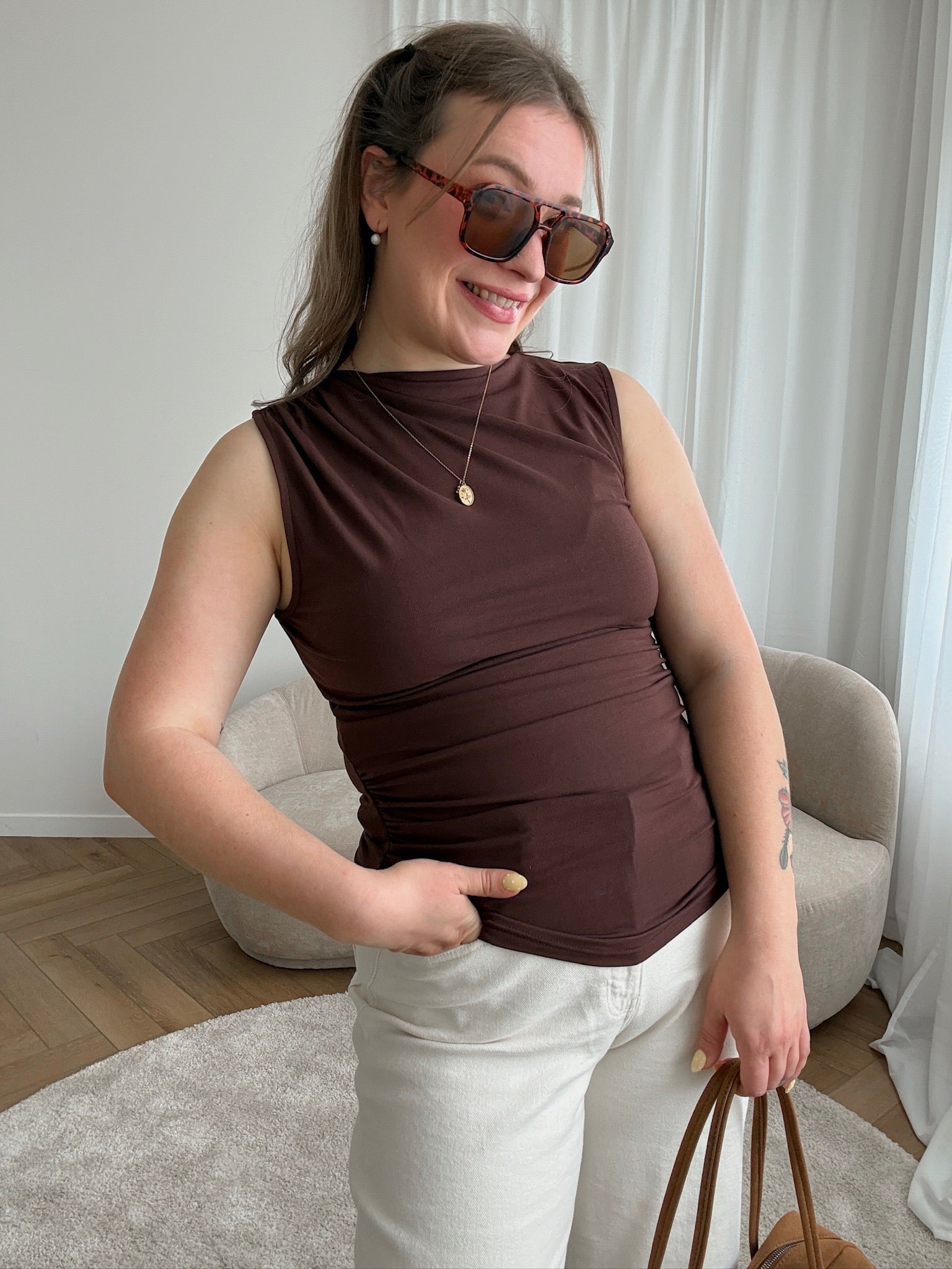 Valley draped top brown