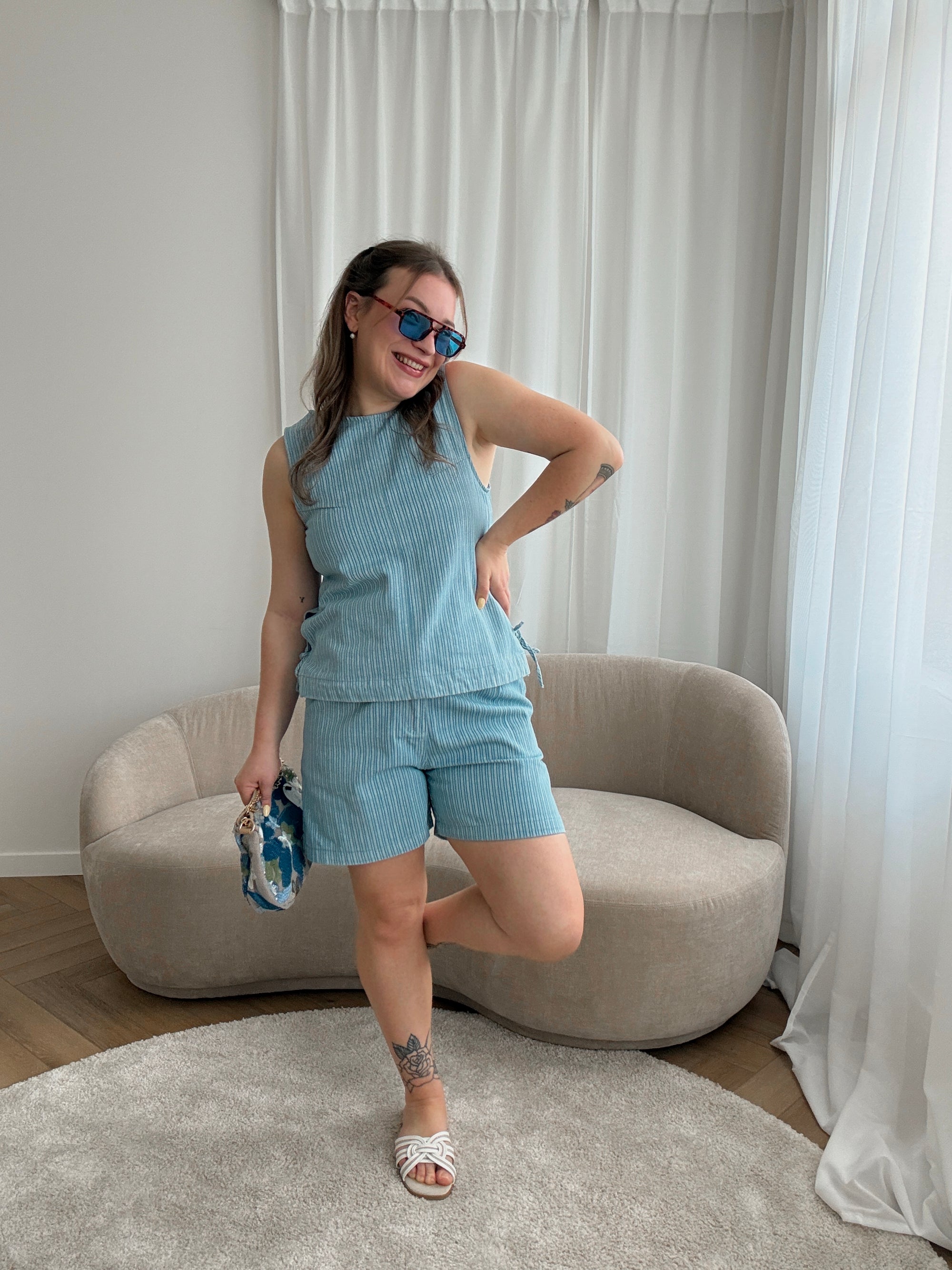 Vendome striped denim top