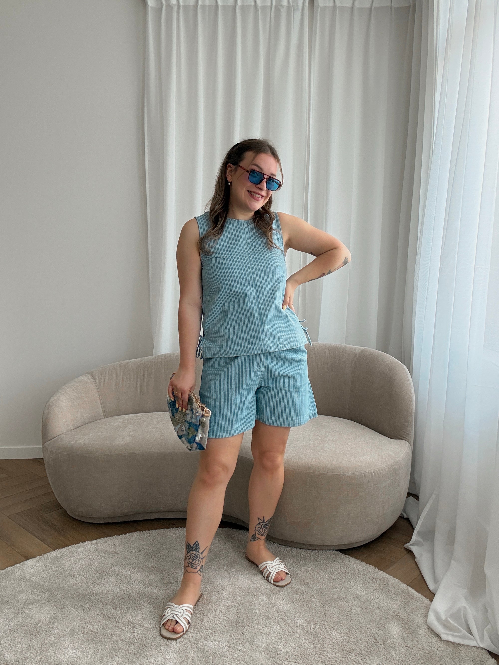 Vendome striped denim top
