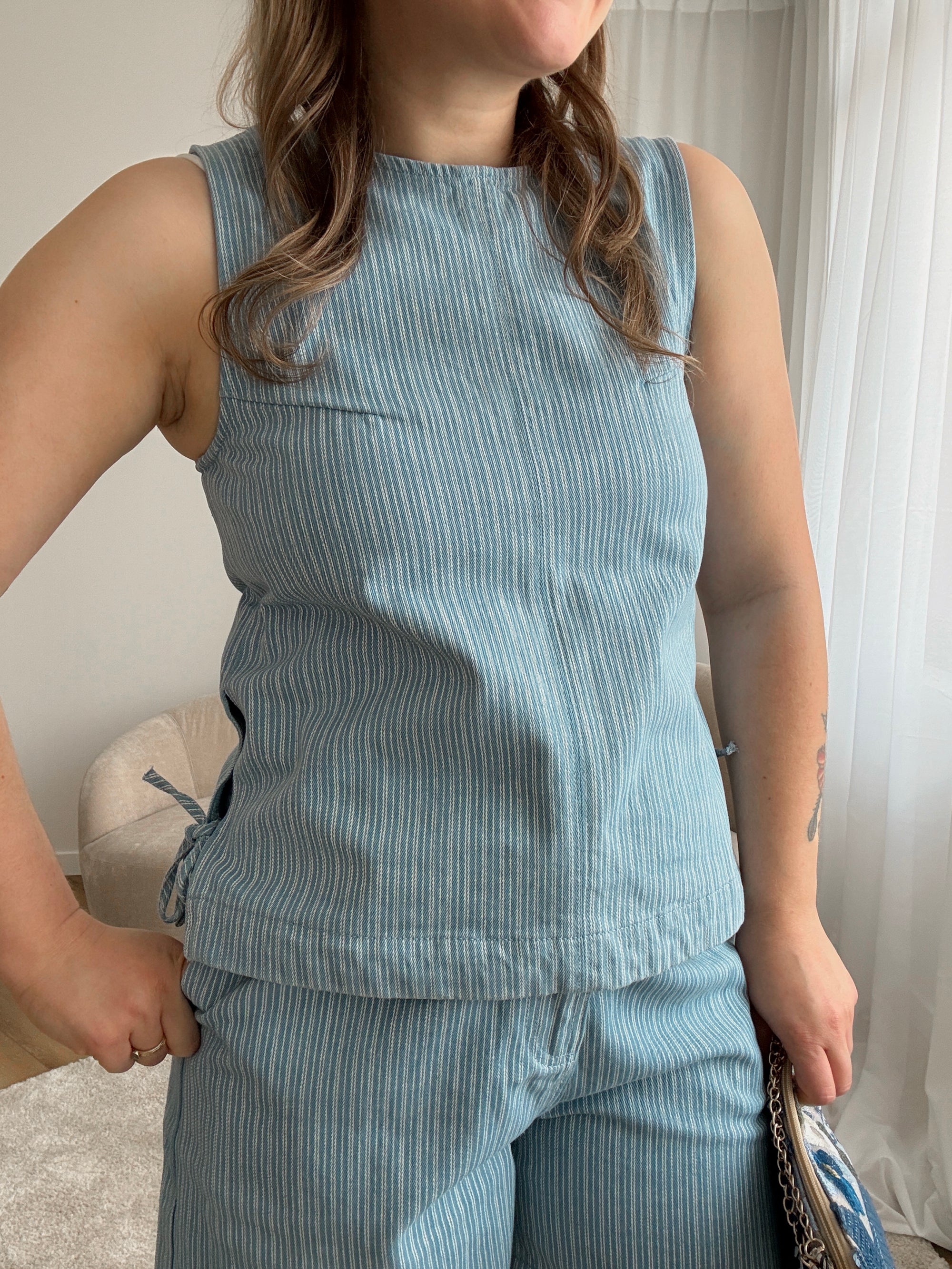 Vendome striped denim top