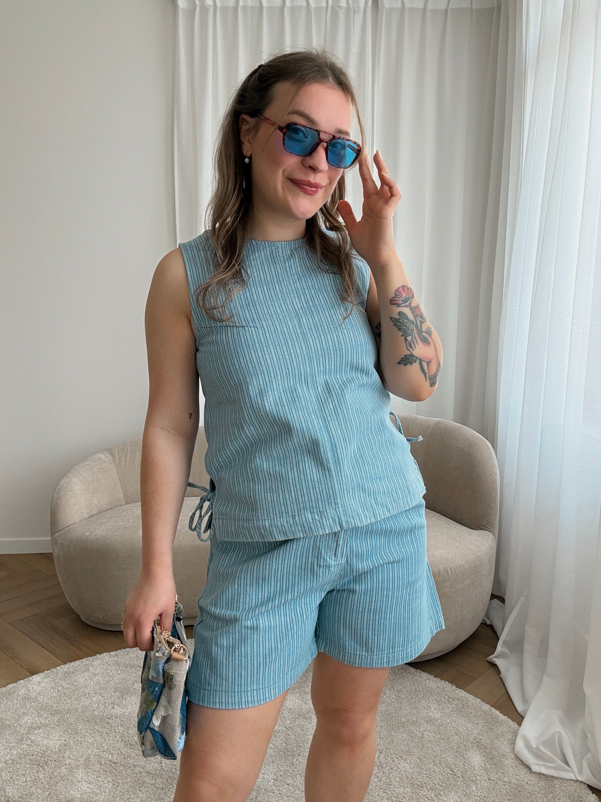 Vendome striped denim top