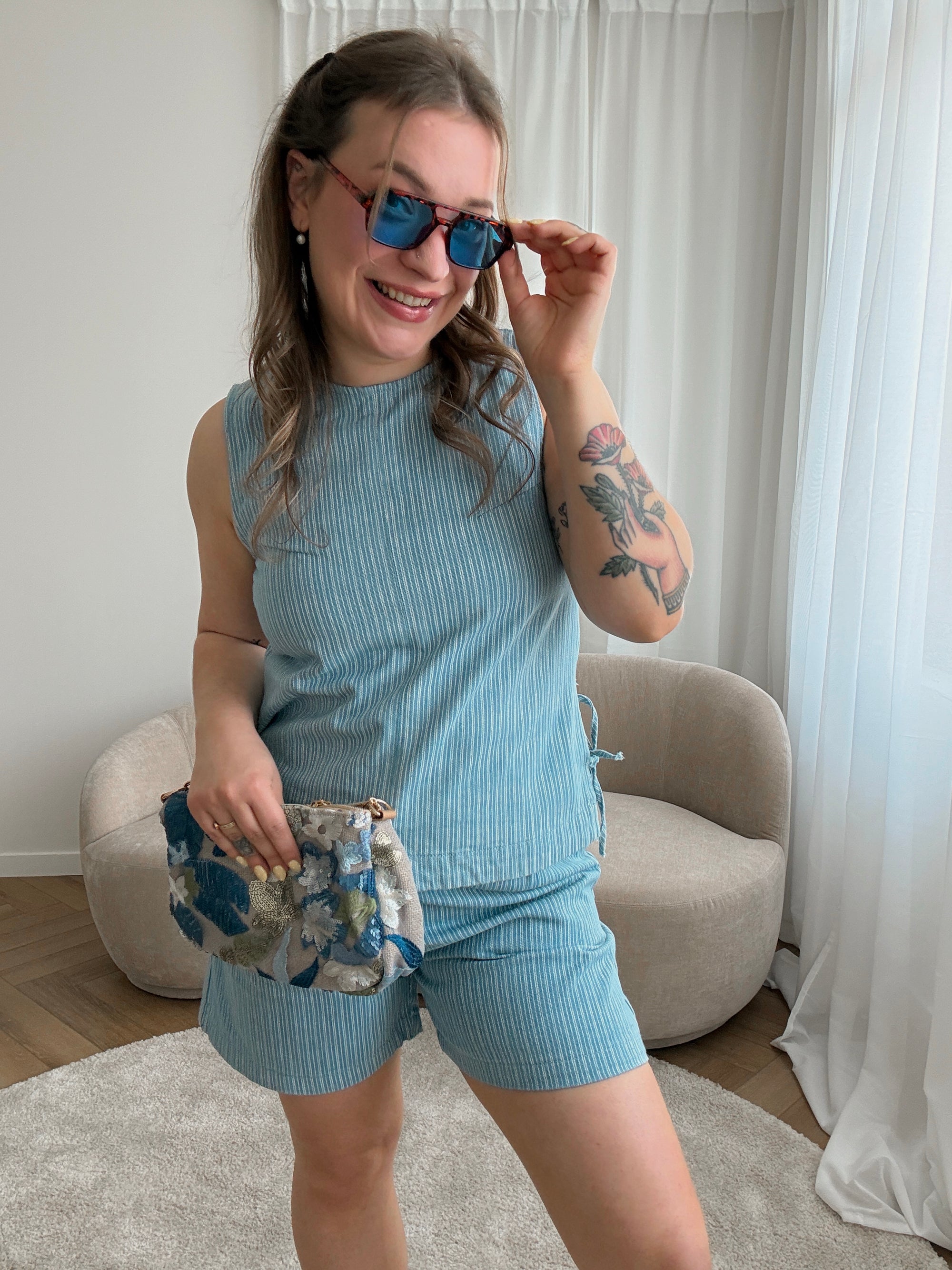Vendome striped denim top