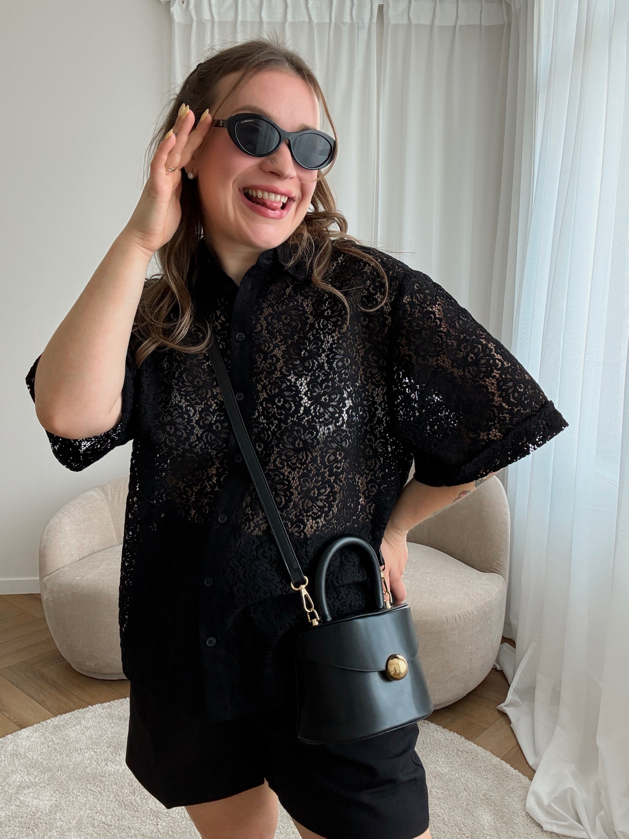 Vendel lace shirt black