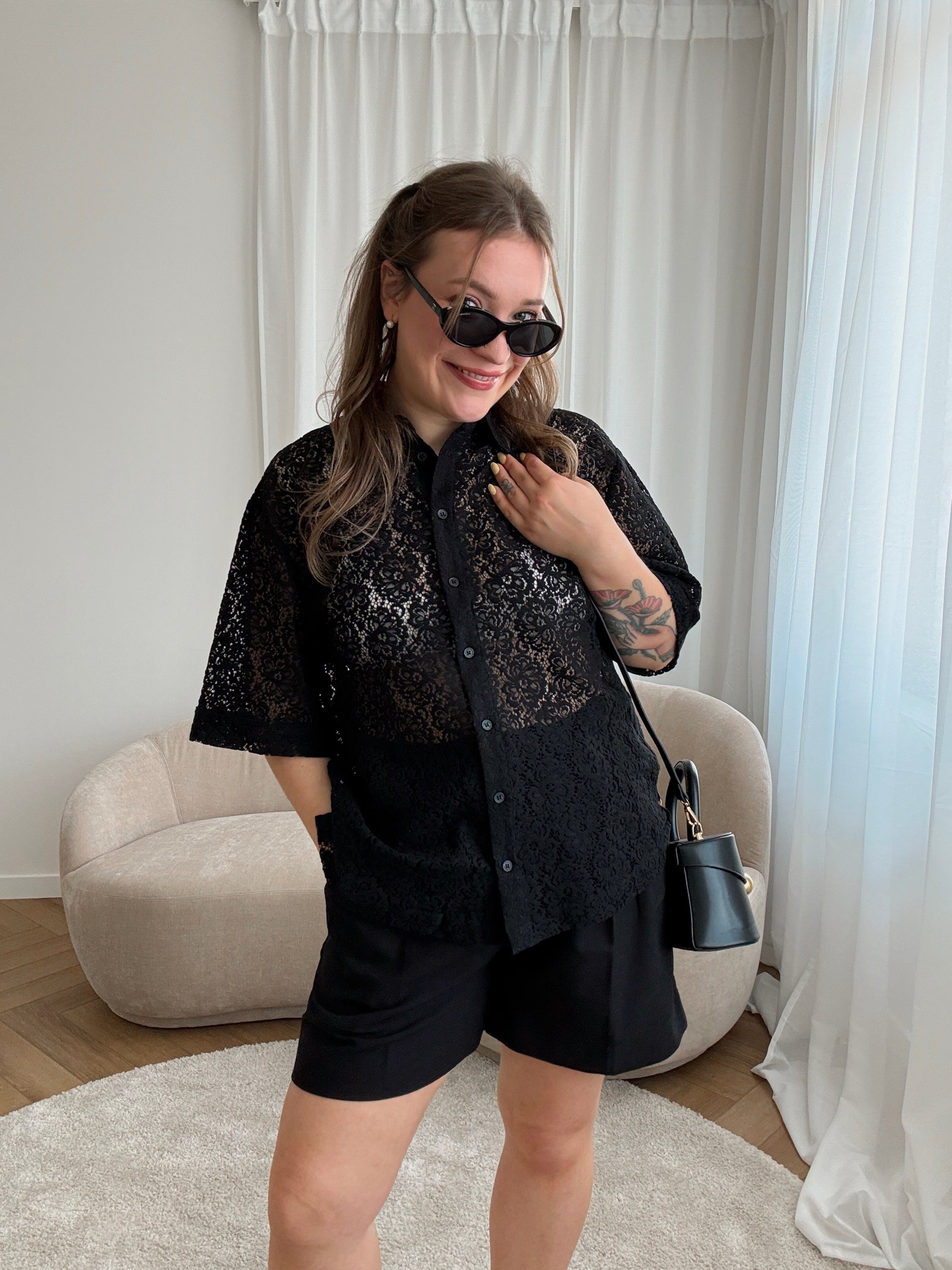 Vendel lace shirt black