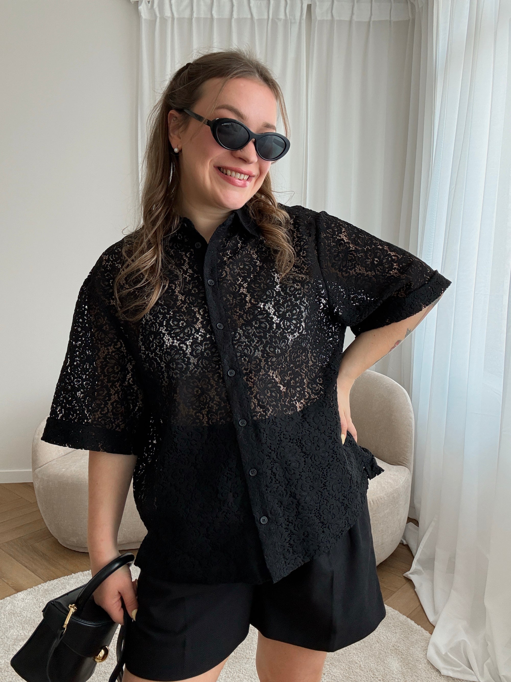 Vendel lace shirt black