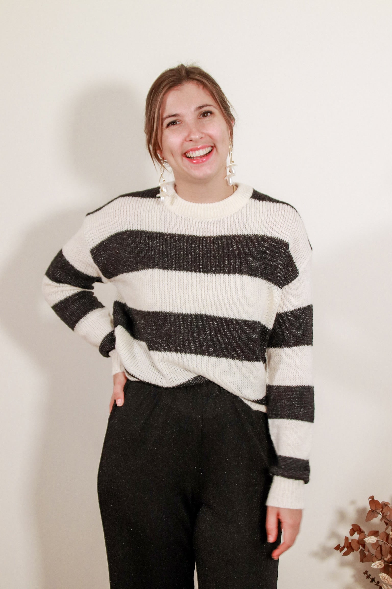 Penelope striped knit black