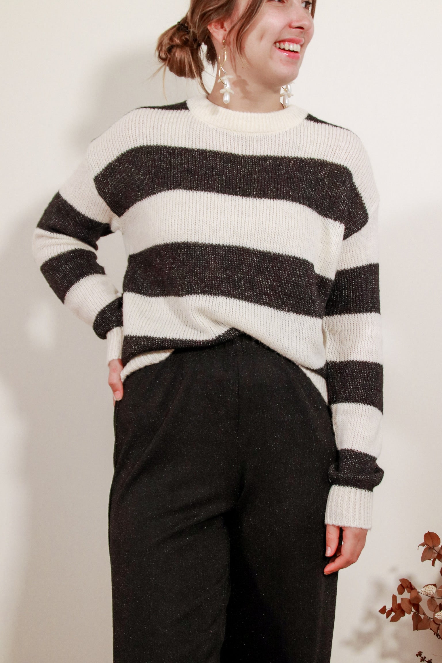 Penelope striped knit black