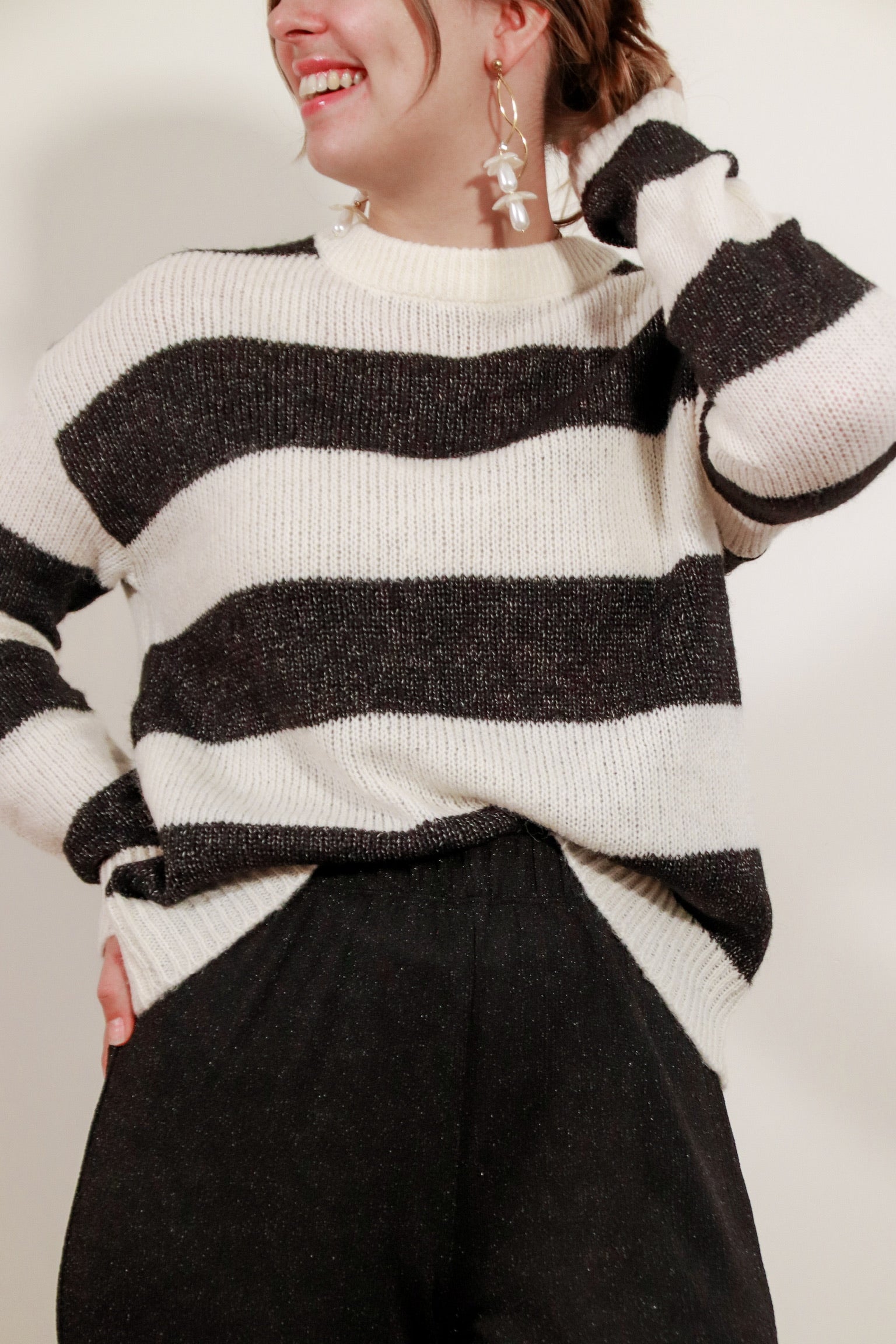 Penelope striped knit black