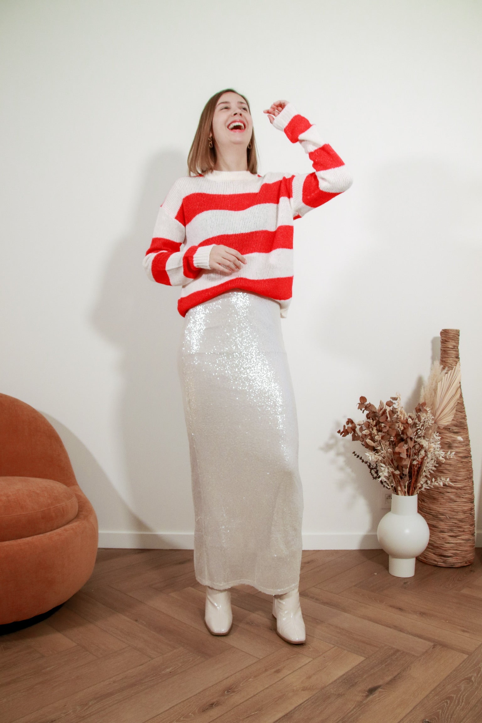 Penelope striped knit red