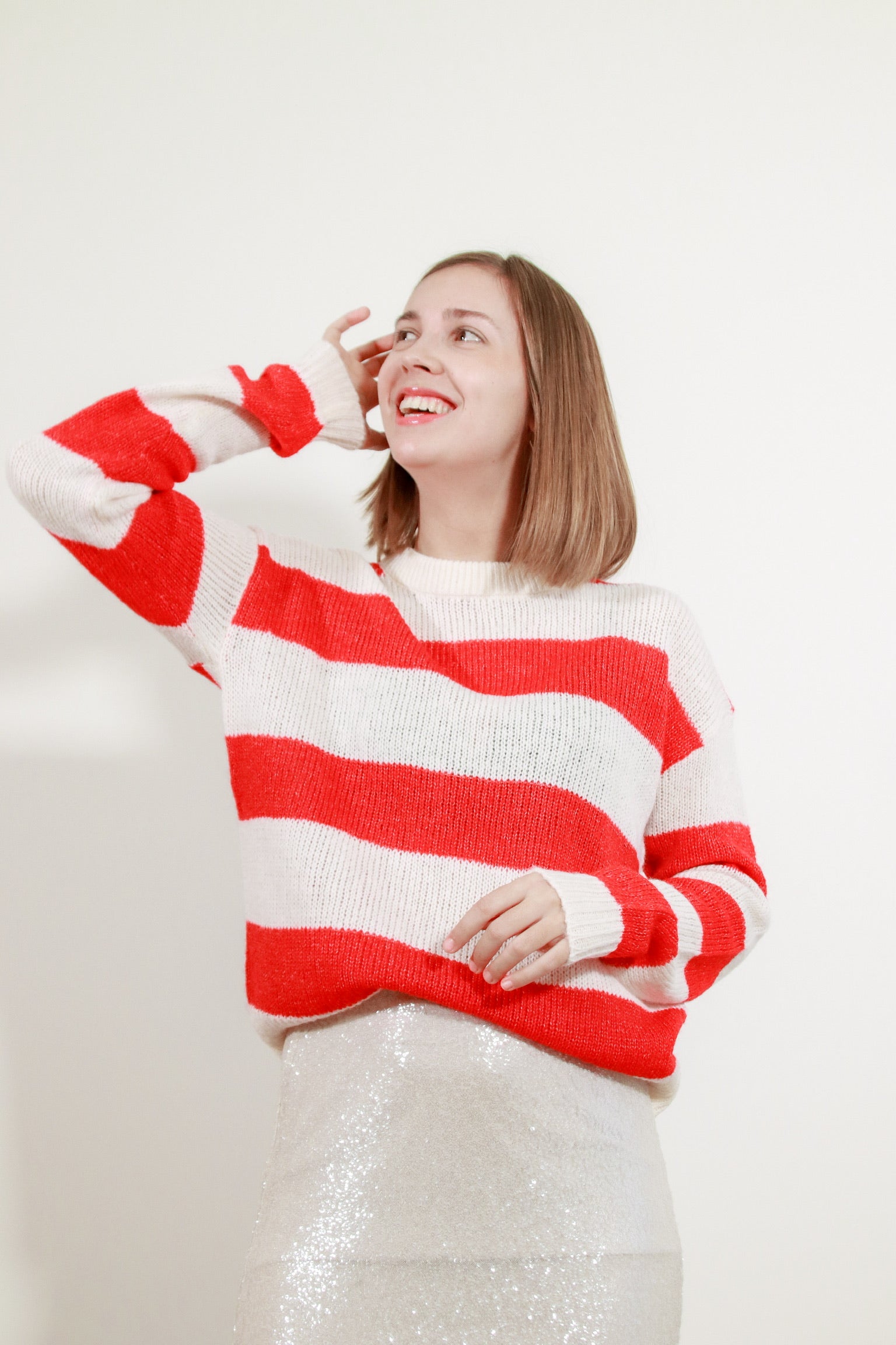 Penelope striped knit red