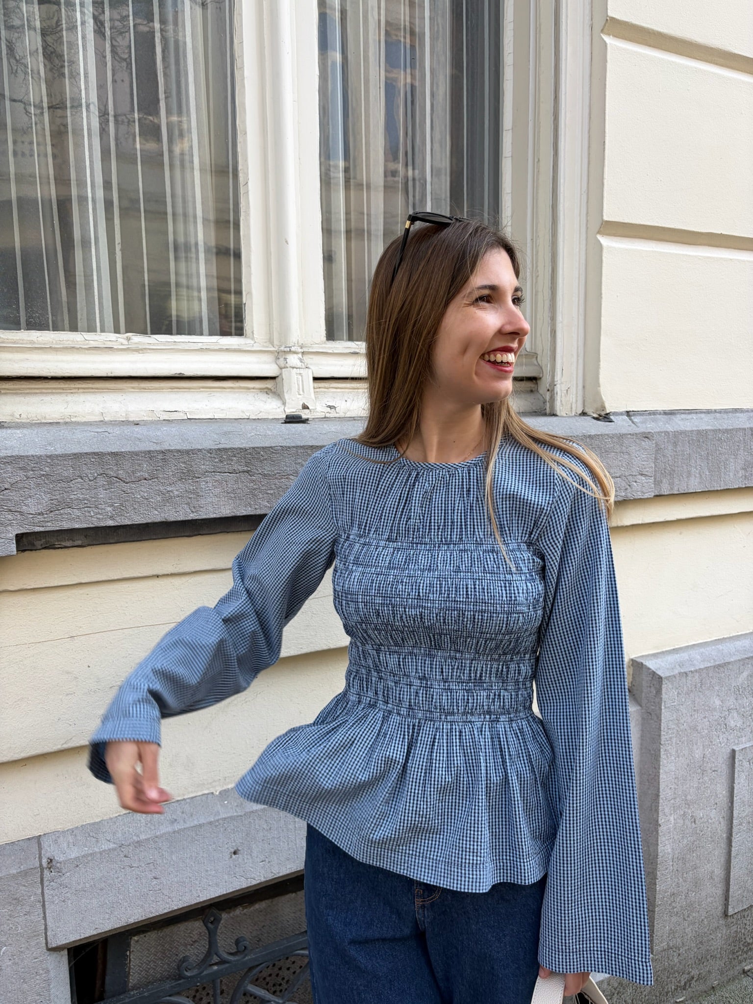 Lina smock blouse blue