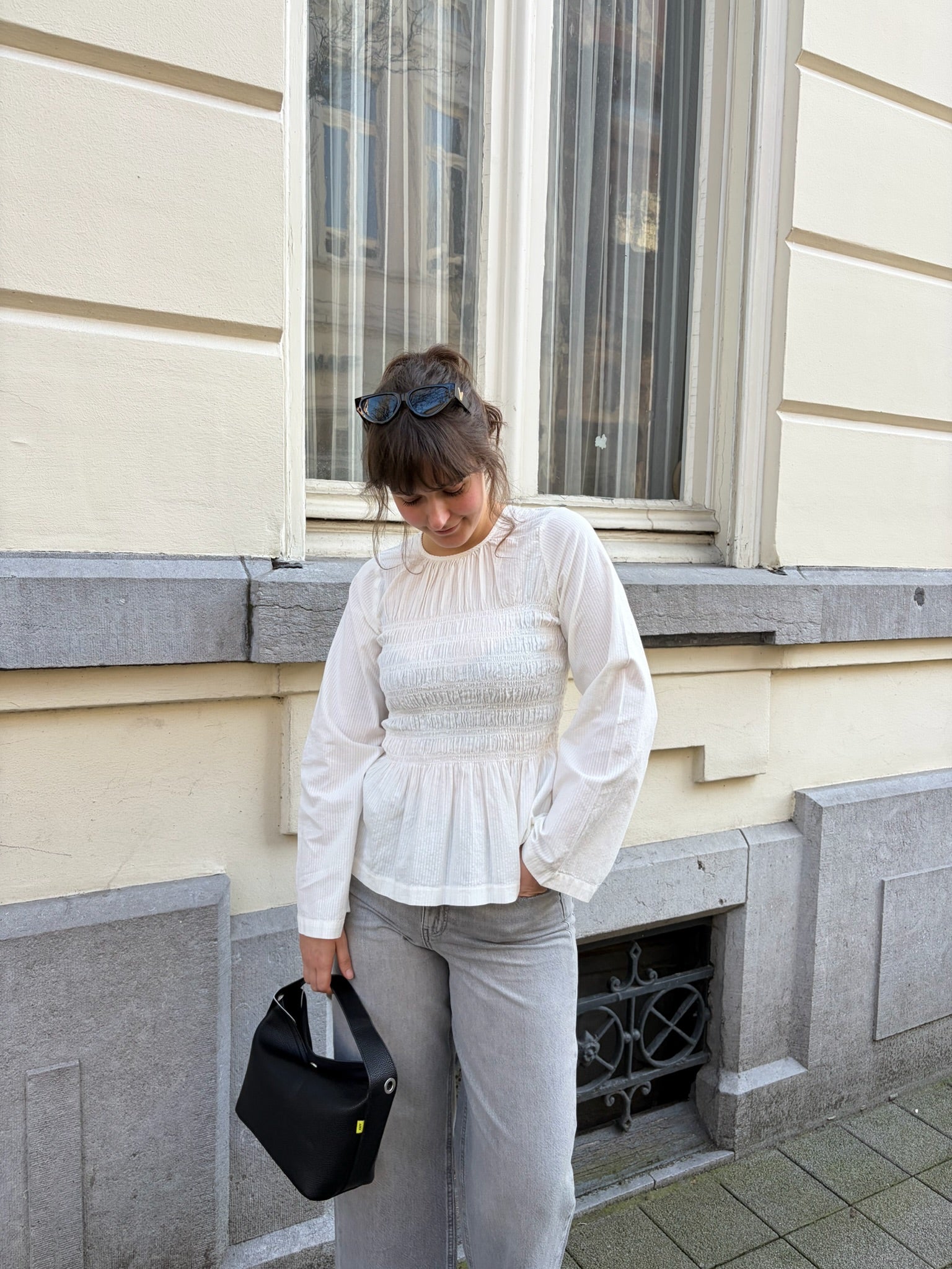 Lina smock blouse white