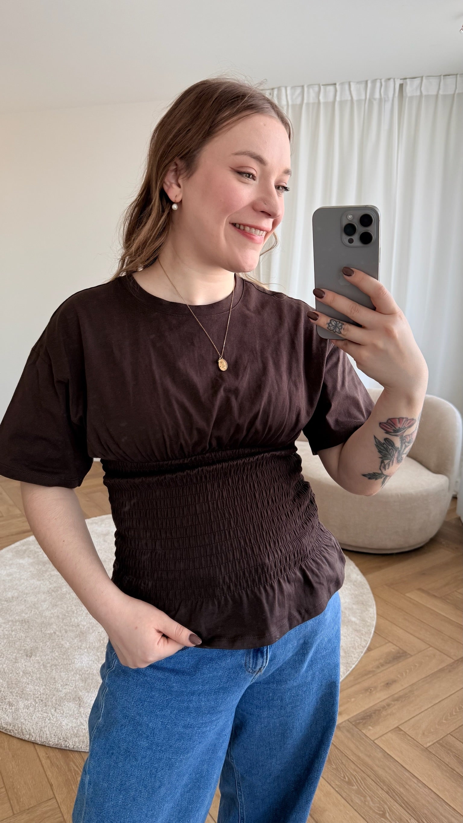 Evelyn smock T-shirt brown