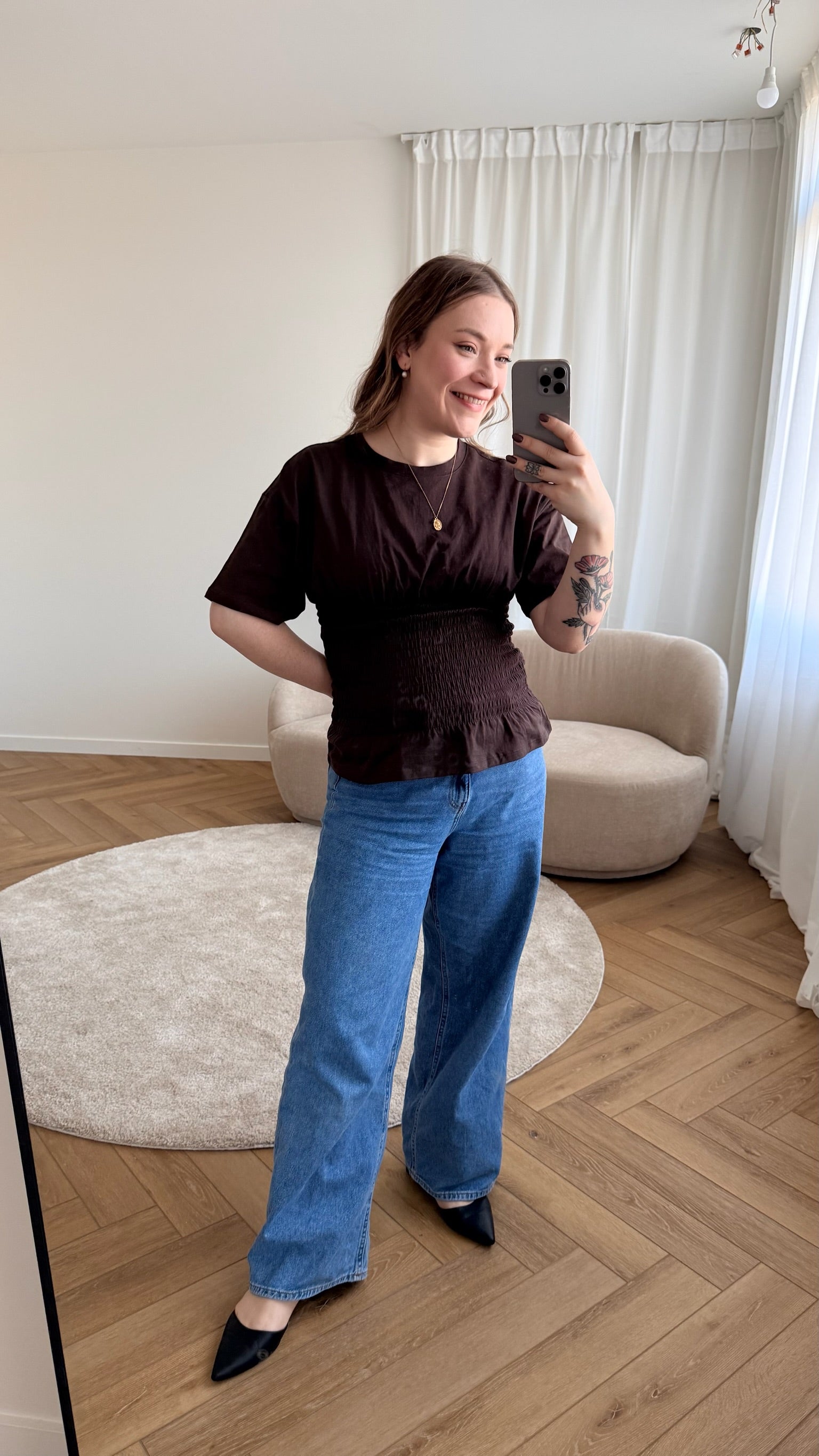 Evelyn smock T-shirt brown