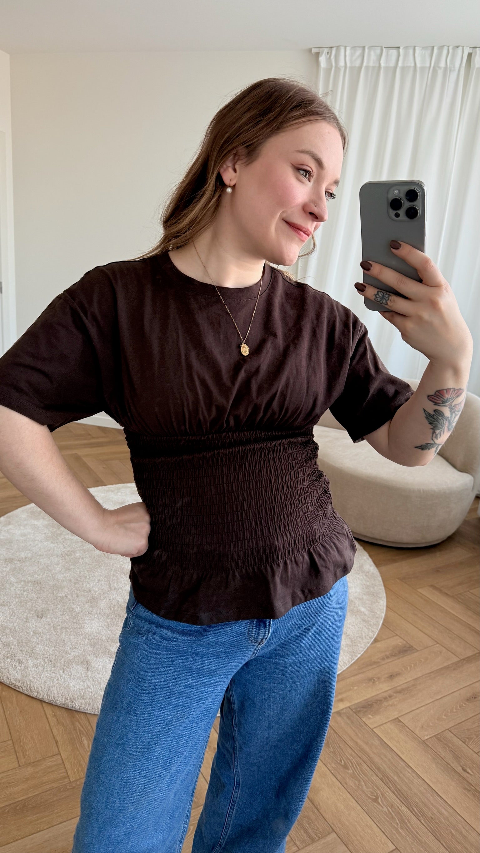 Evelyn smock T-shirt brown