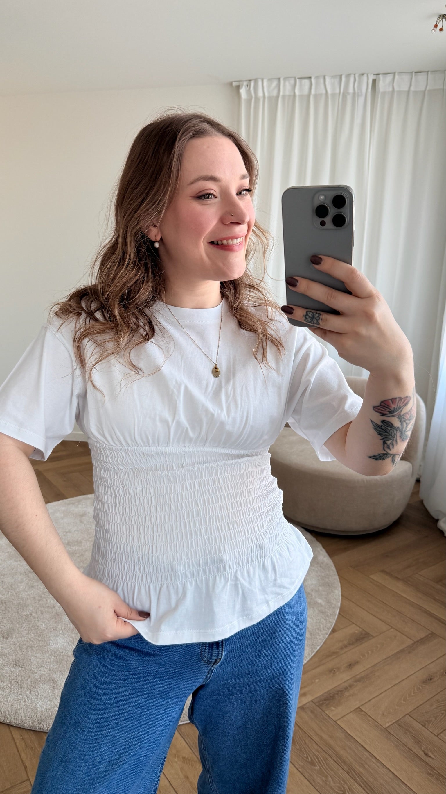 Evelyn smock T-shirt white