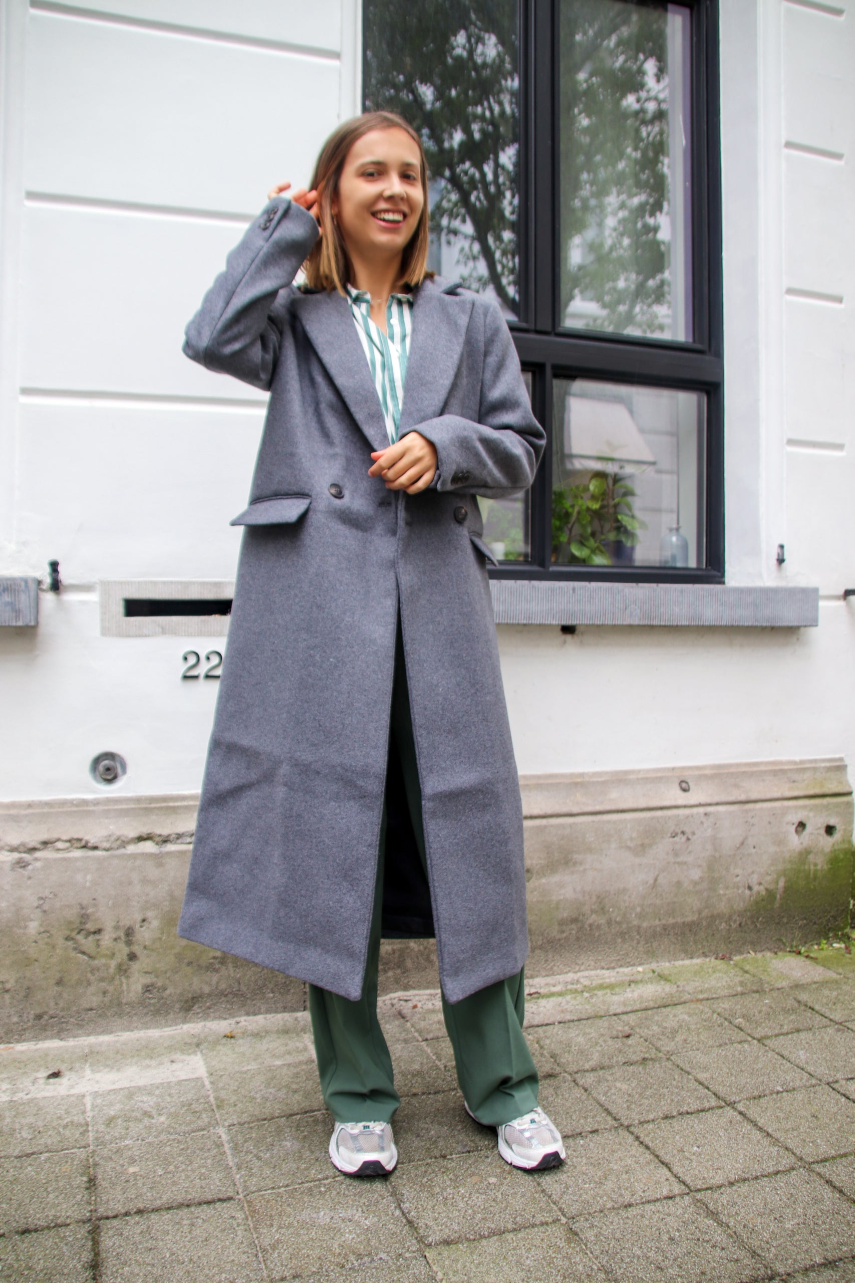 Elisa long wool coat grey