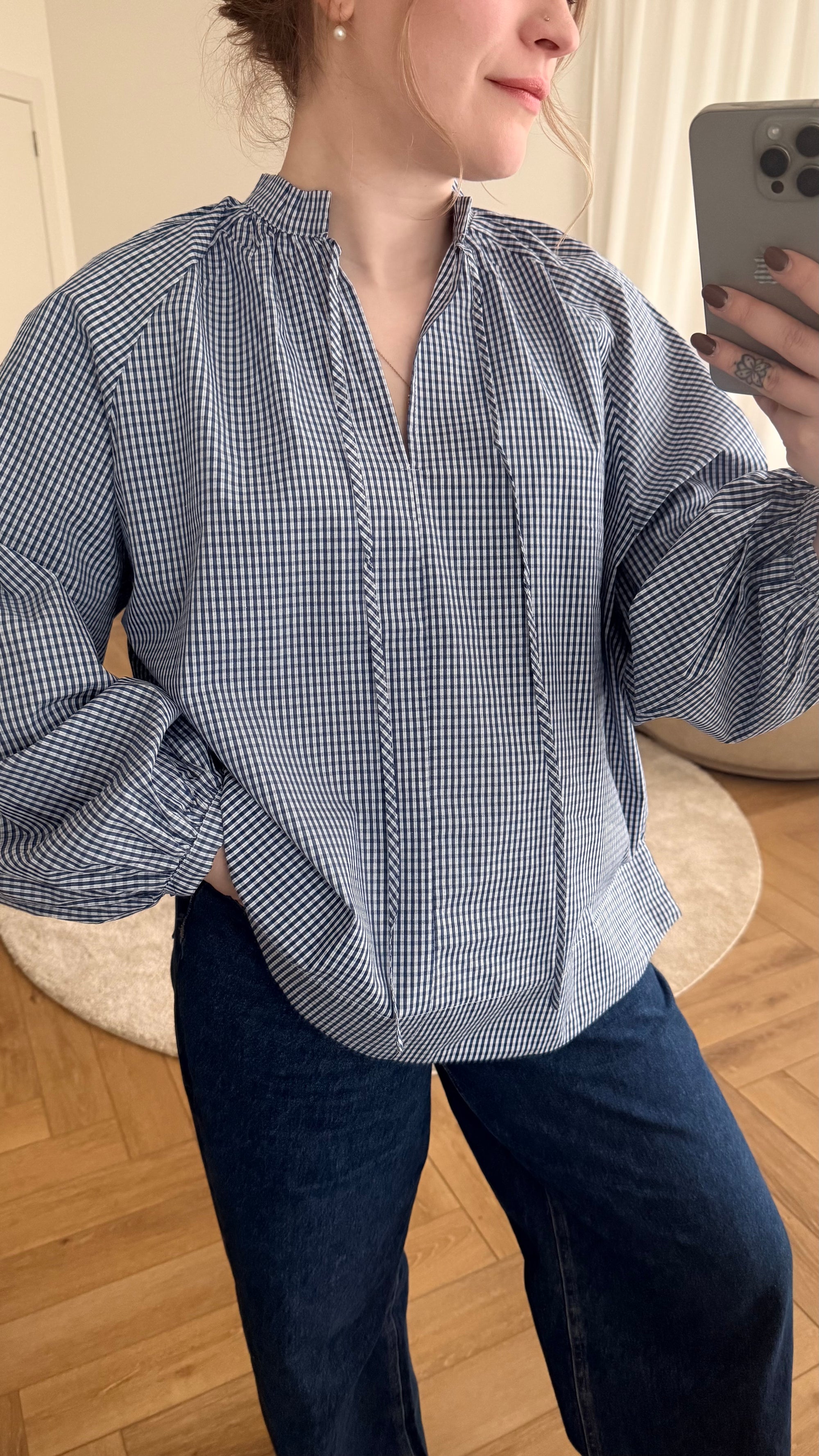 Varry check blouse