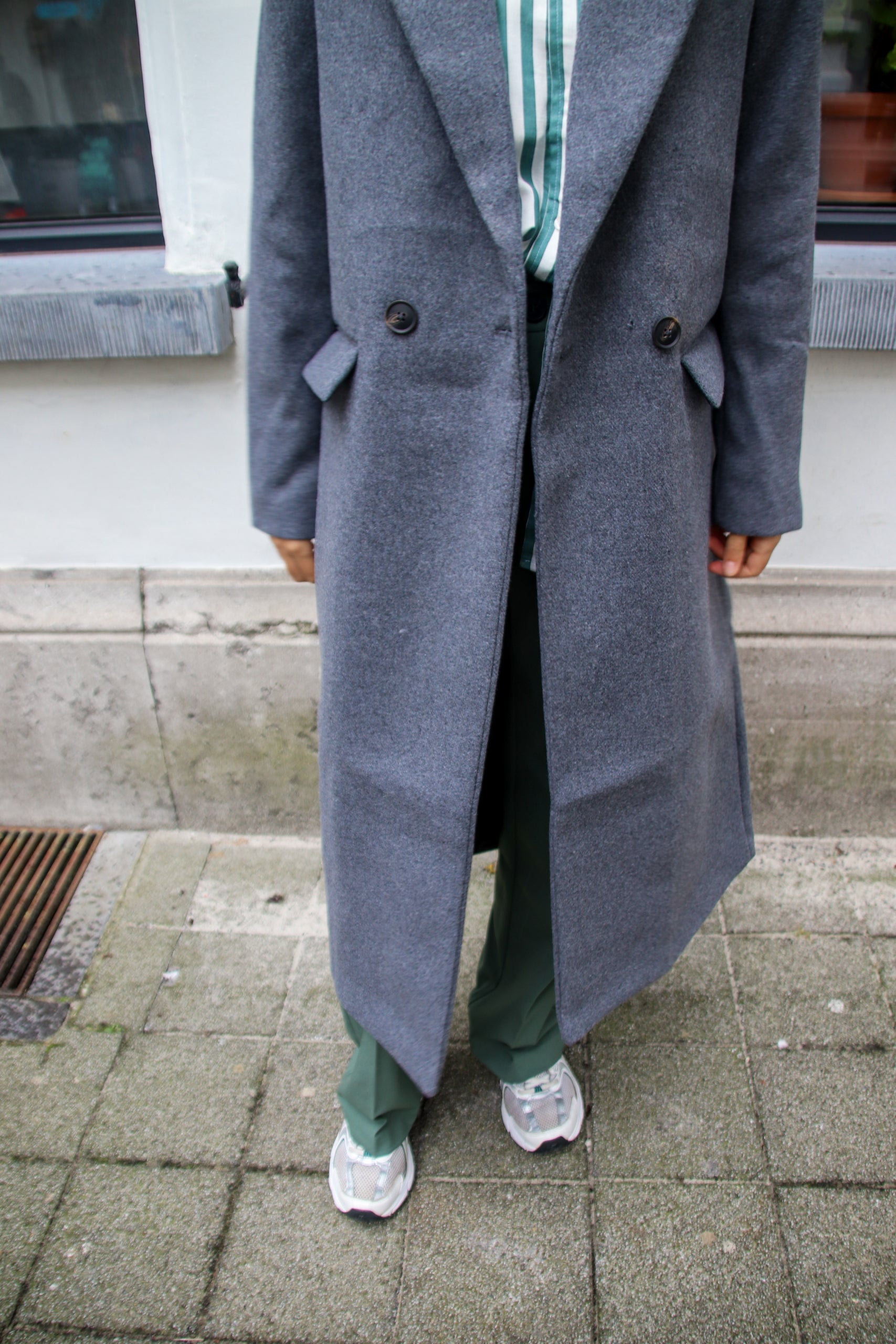 Elisa long wool coat grey