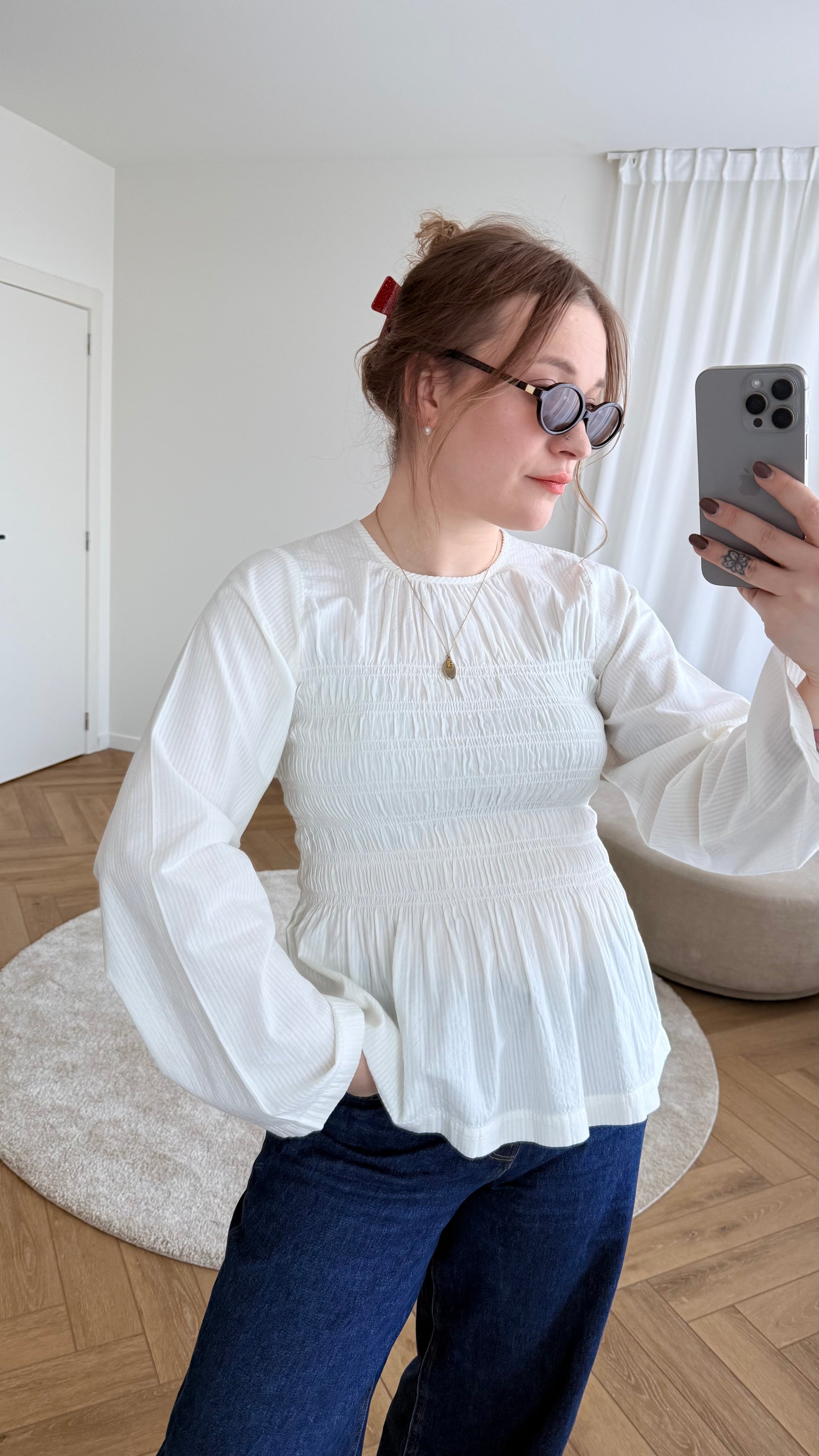 Lina smock blouse white