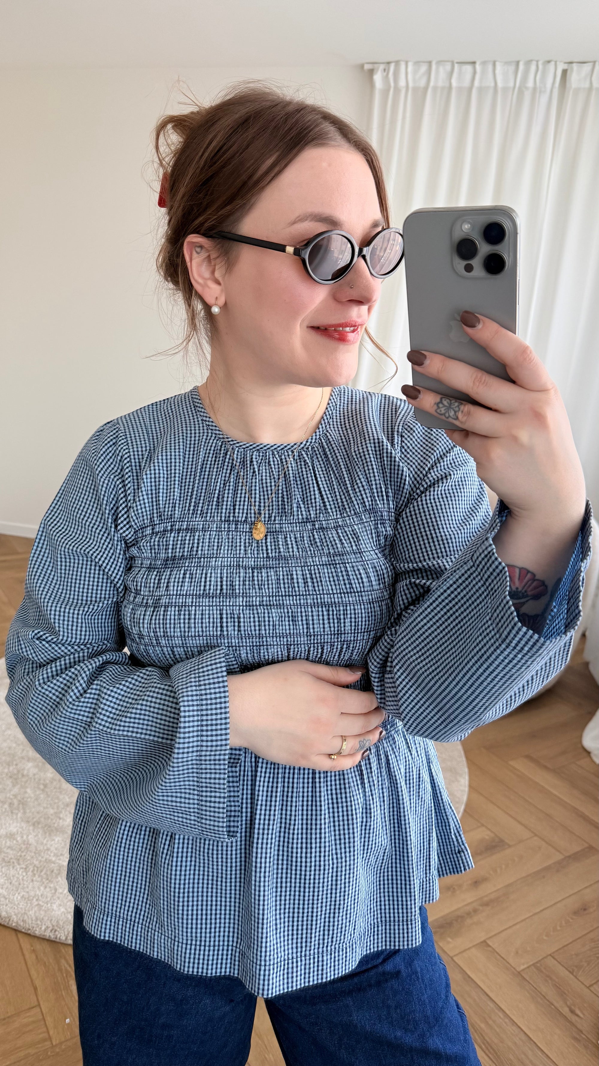 Lina smock blouse blue