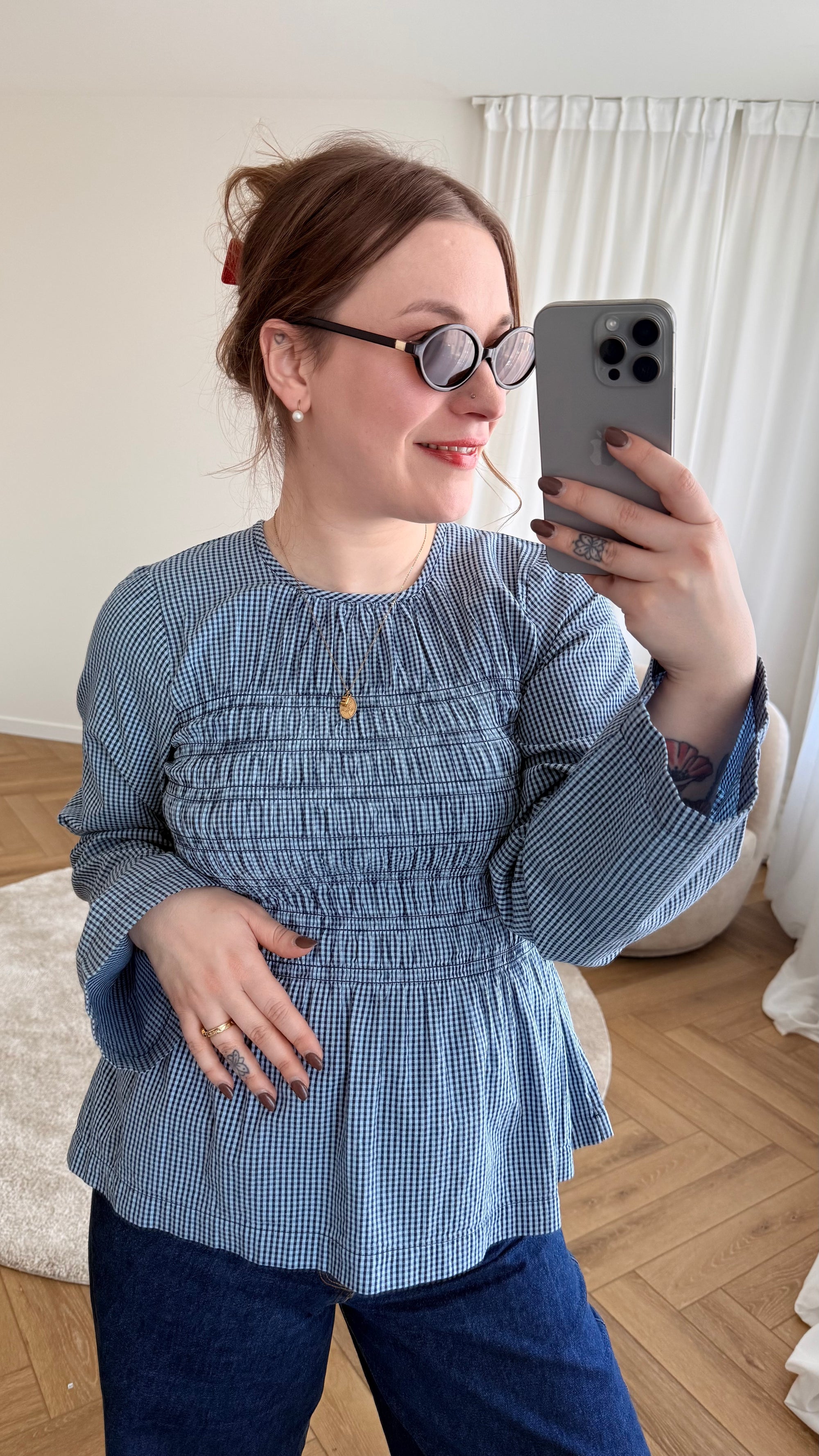 Lina smock blouse blue