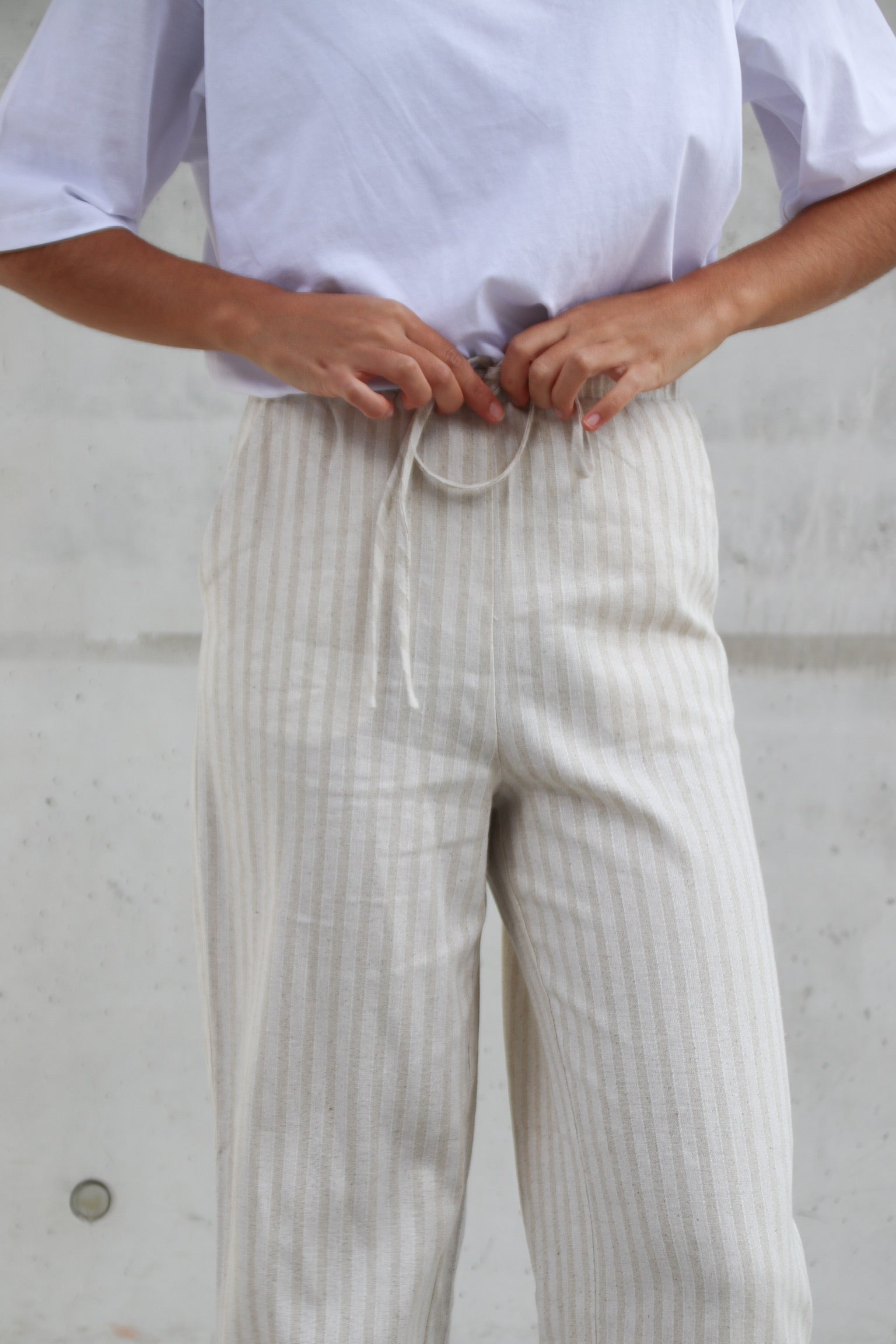 Holly linnen striped trousers beige