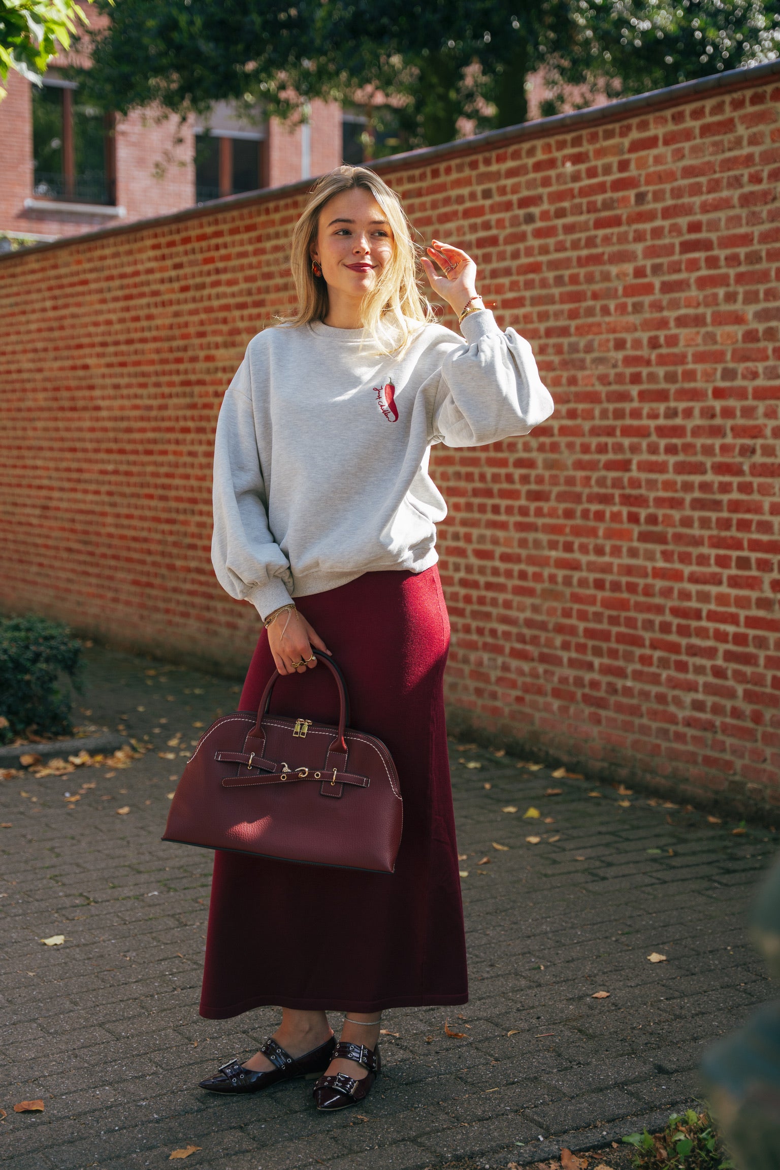 Elia knit skirt burgundy