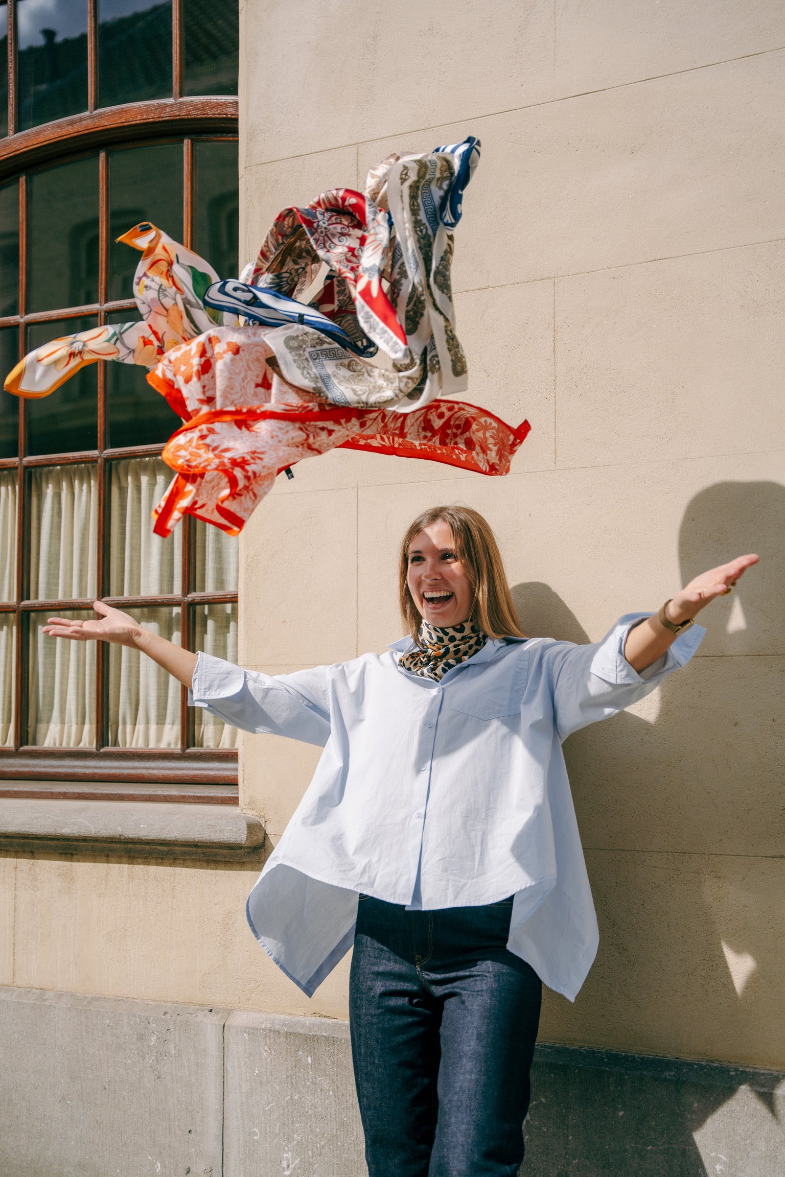 Lumi scarf navy polka