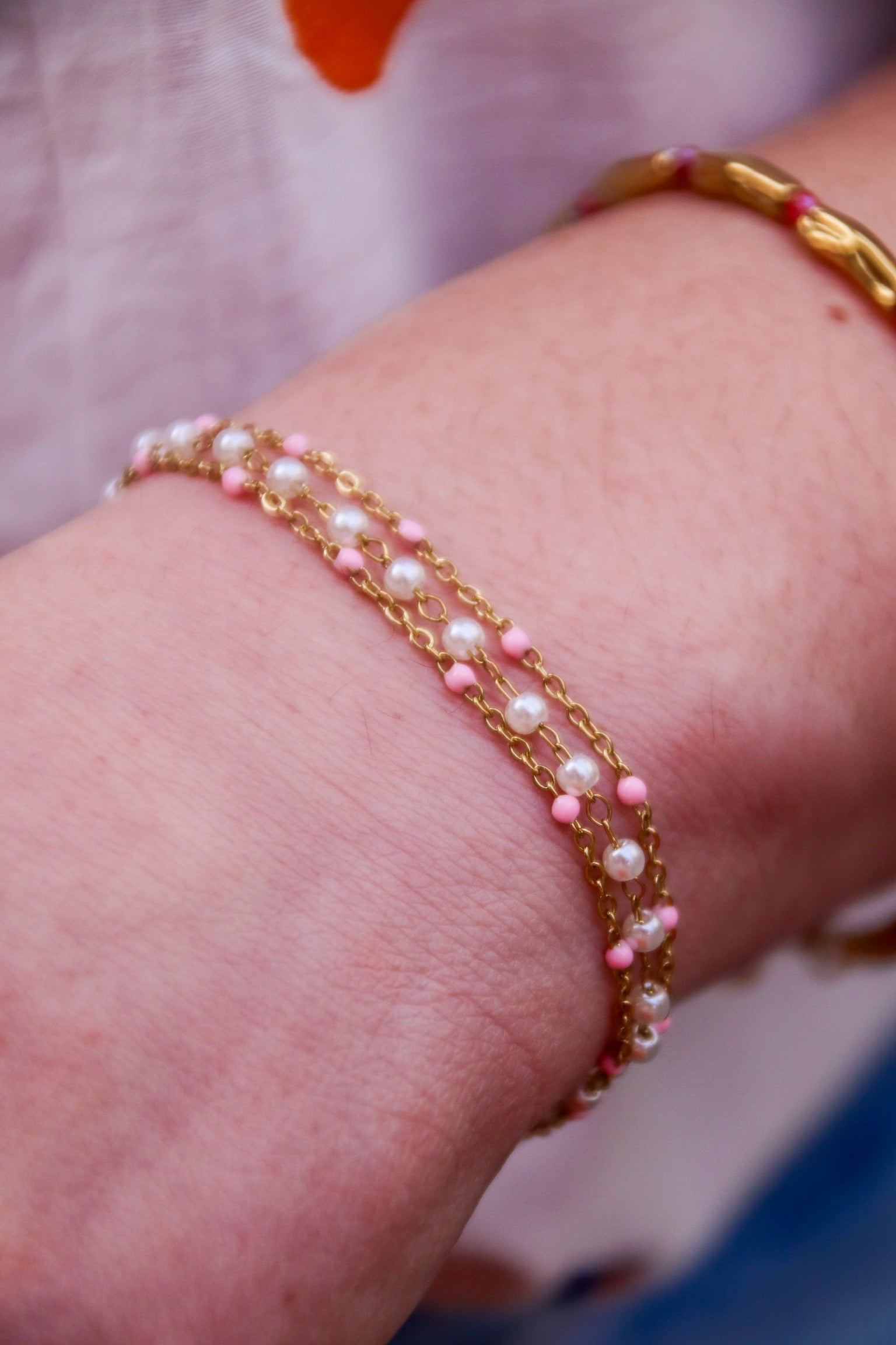 Lustre layers bracelet pink