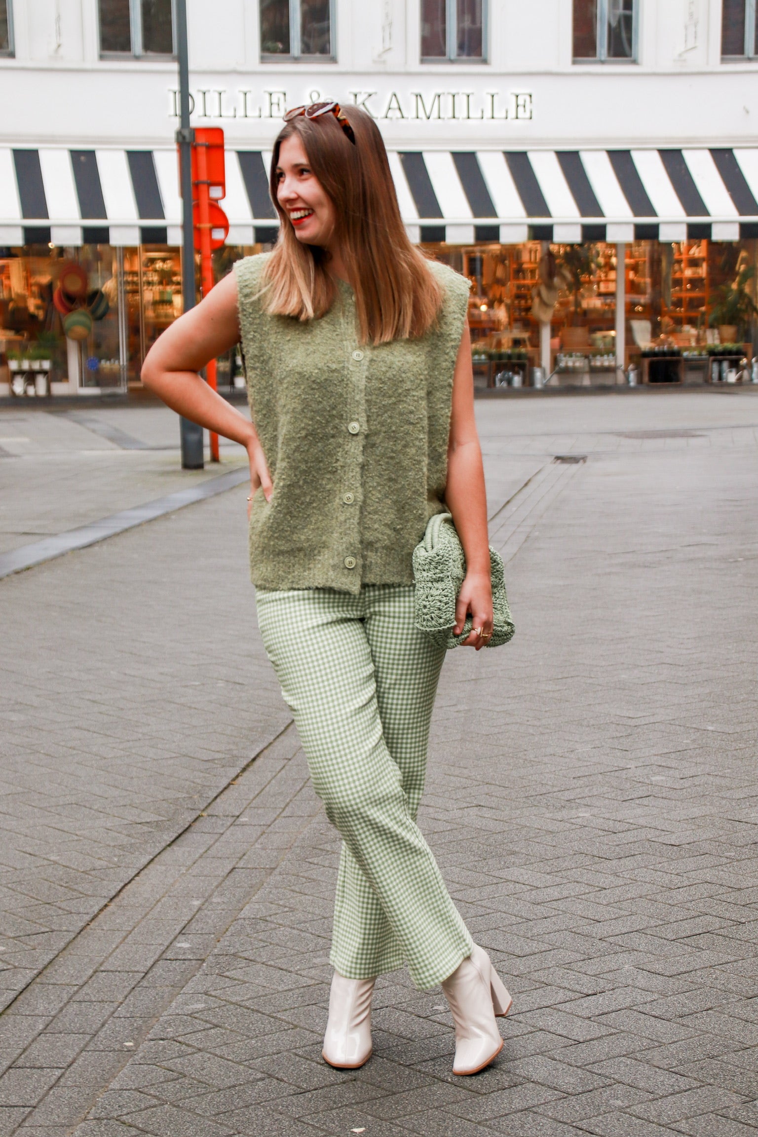 Mia check trousers green