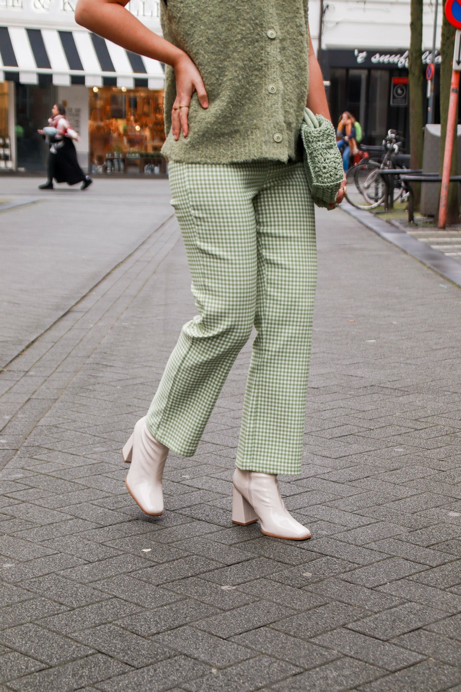 Mia check trousers green