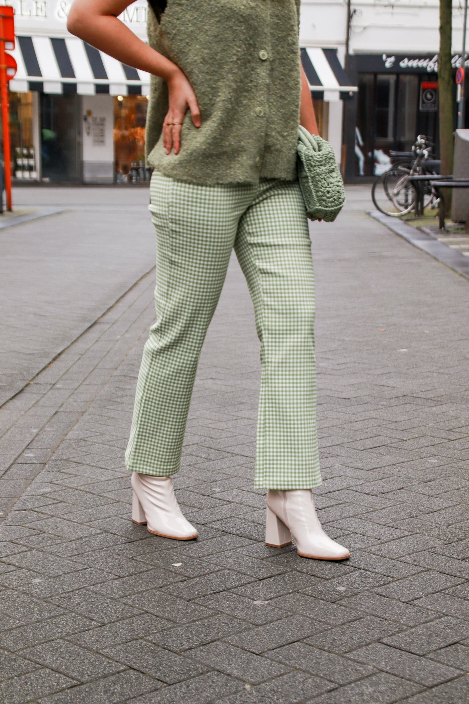 Mia check trousers green