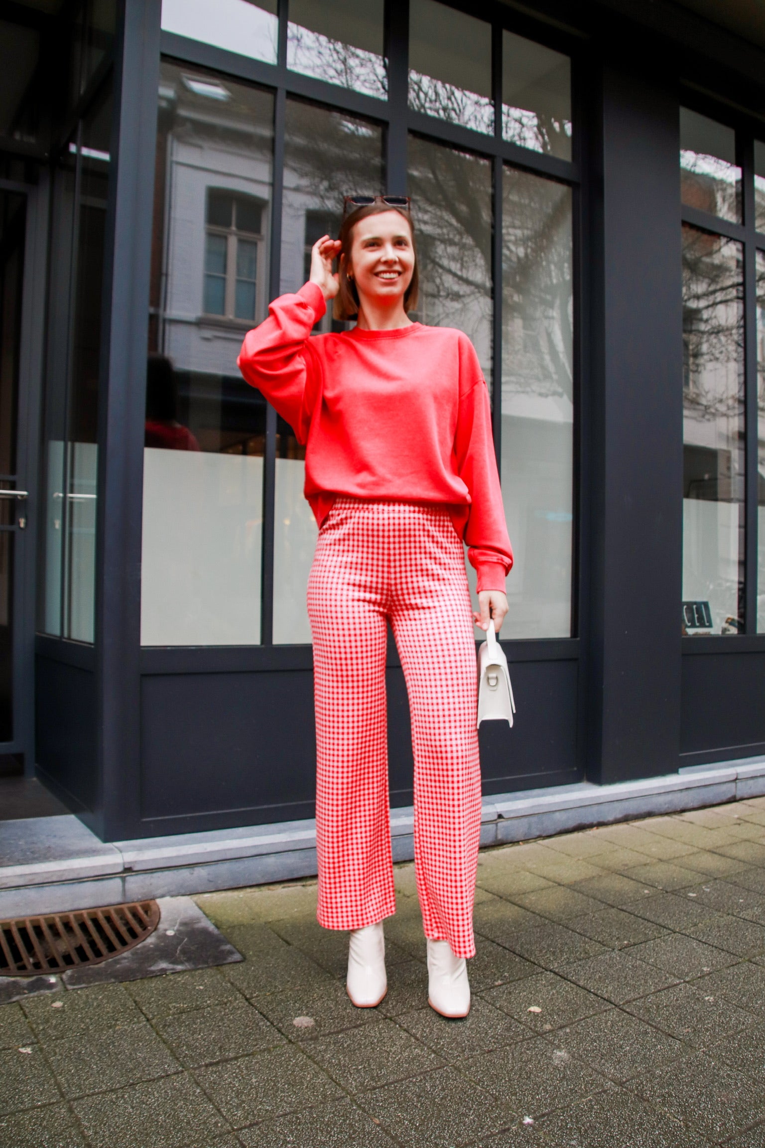 Mia check trousers red