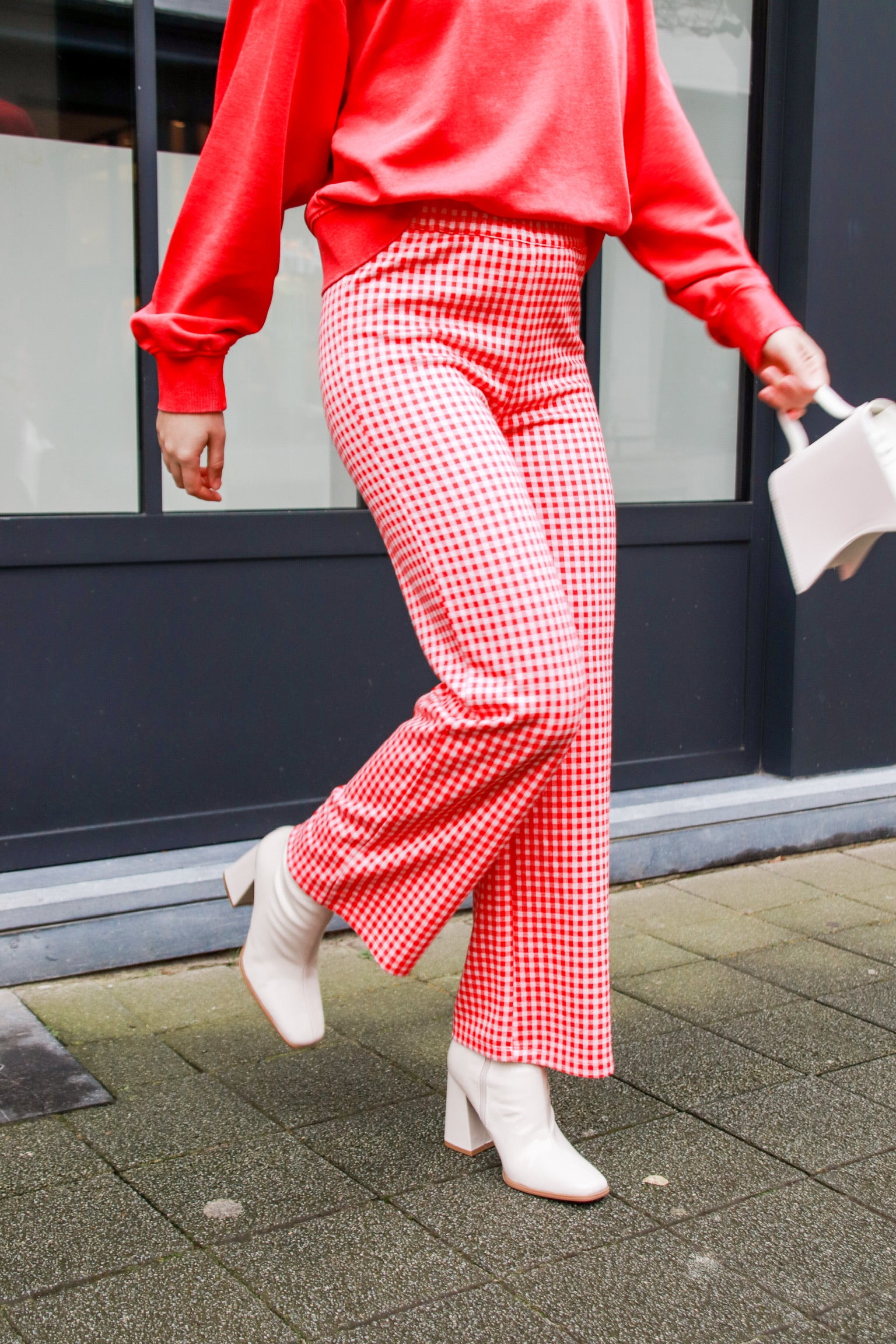 Mia check trousers red