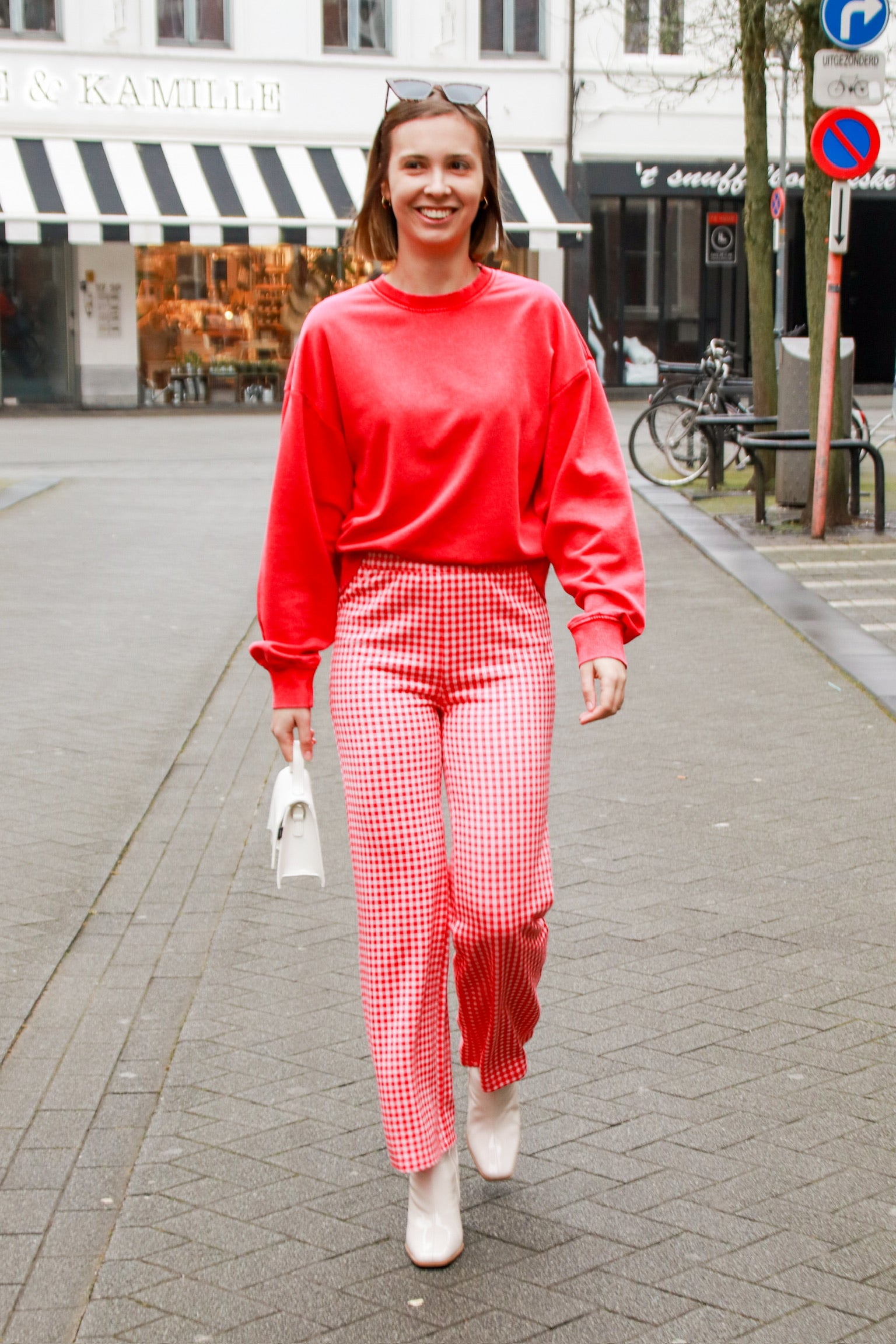 Mia check trousers red