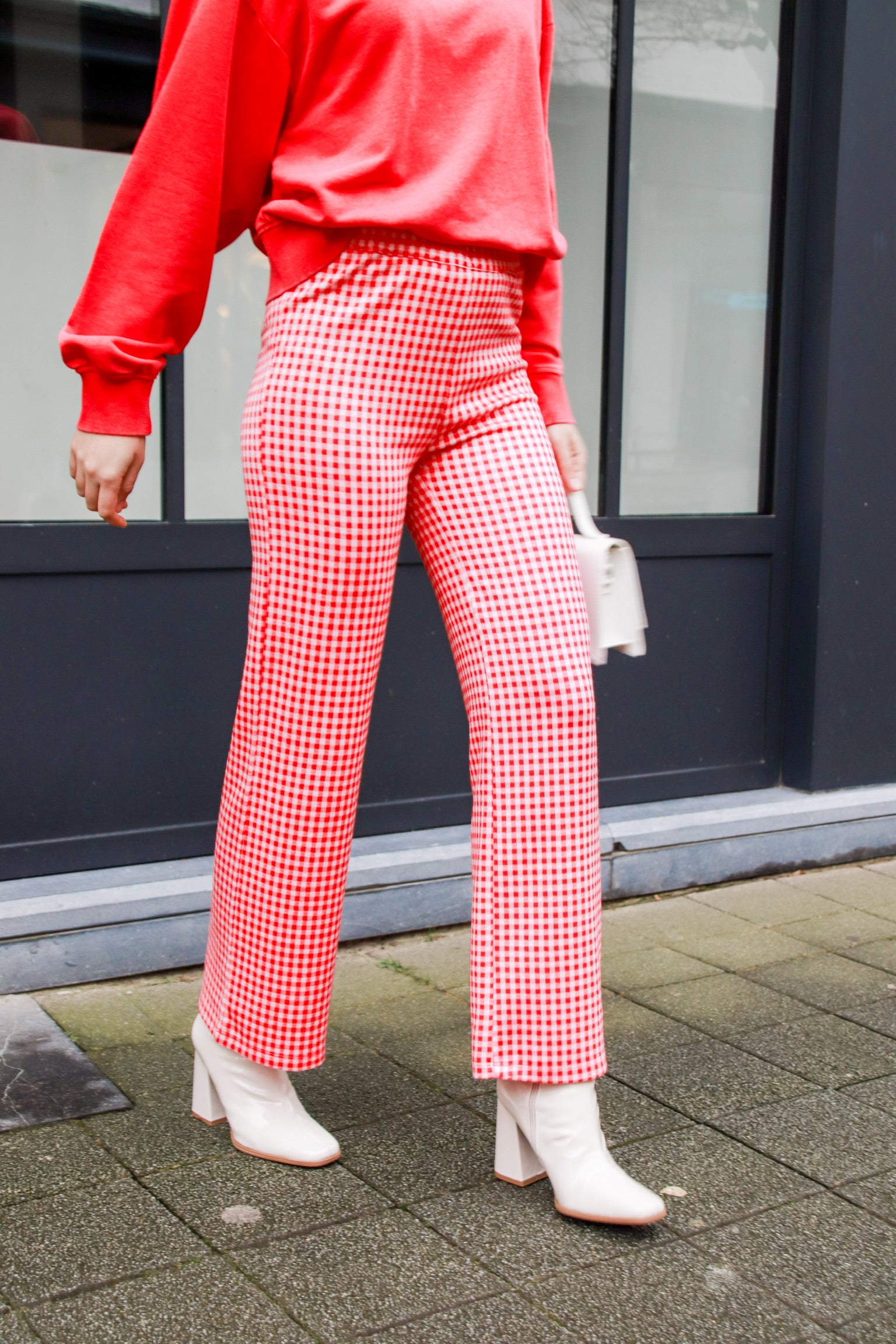 Mia check trousers red