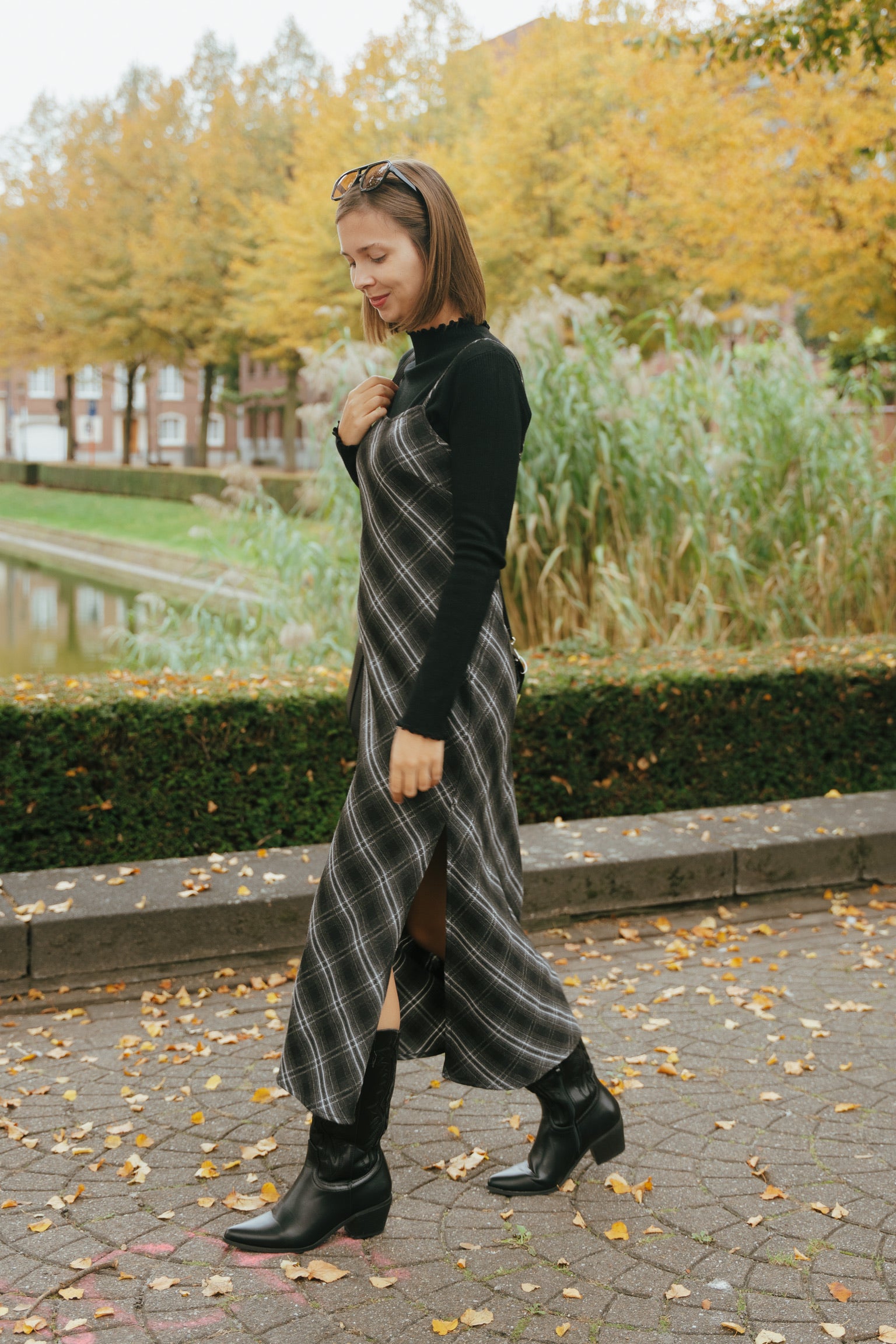 Naïma check dress black