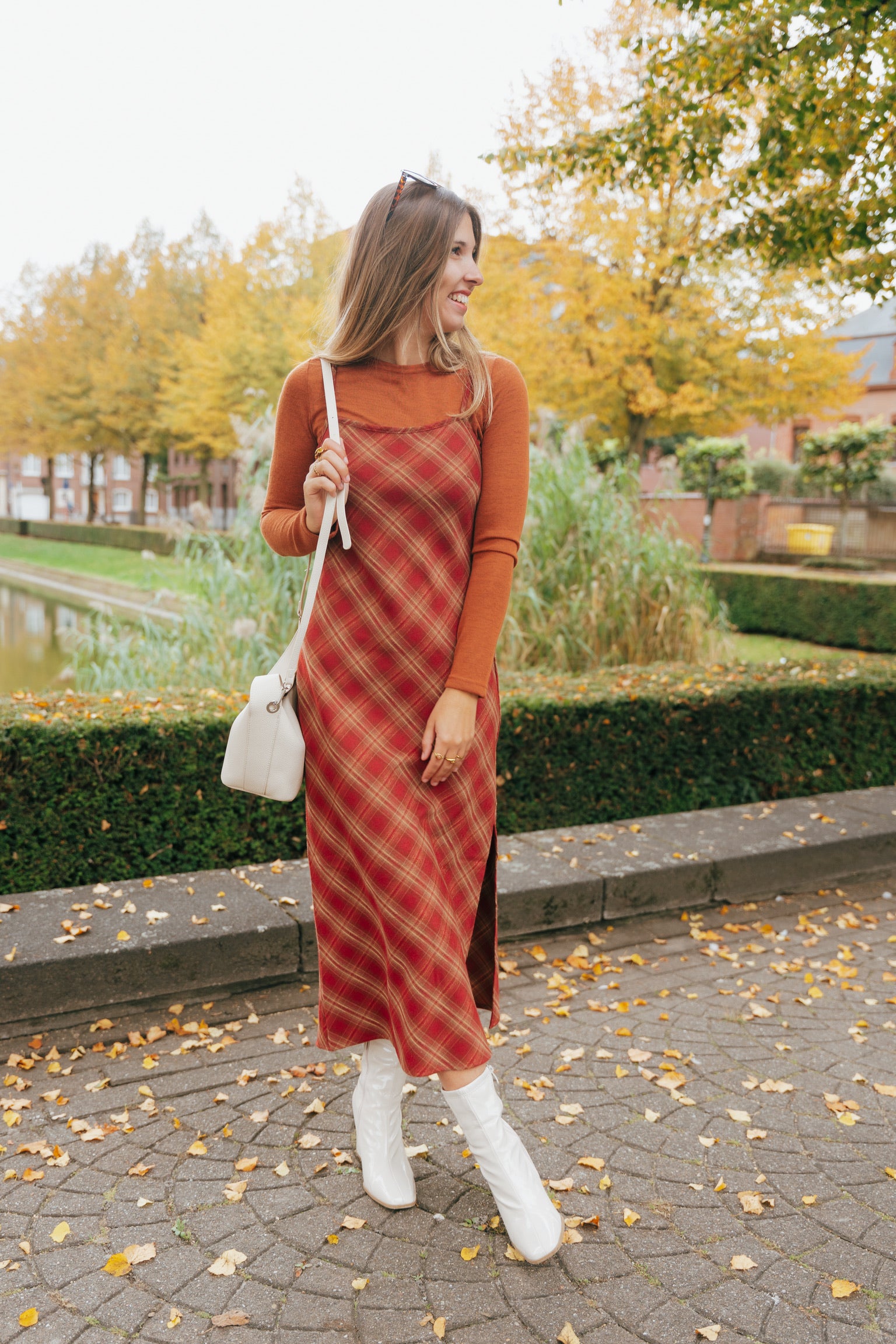 Naïma check dress rust