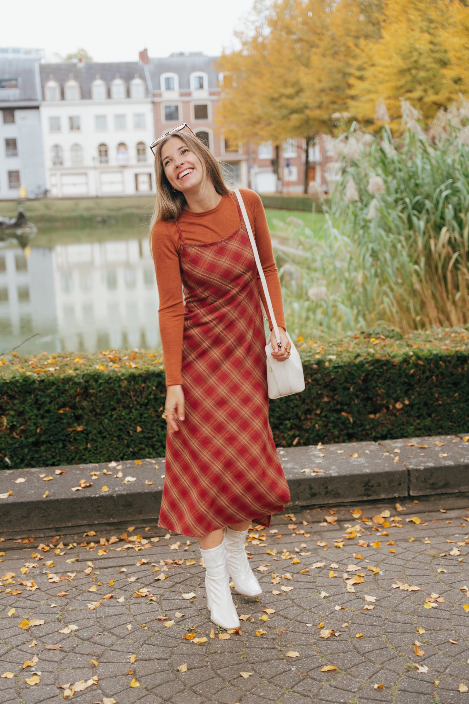 Naïma check dress rust