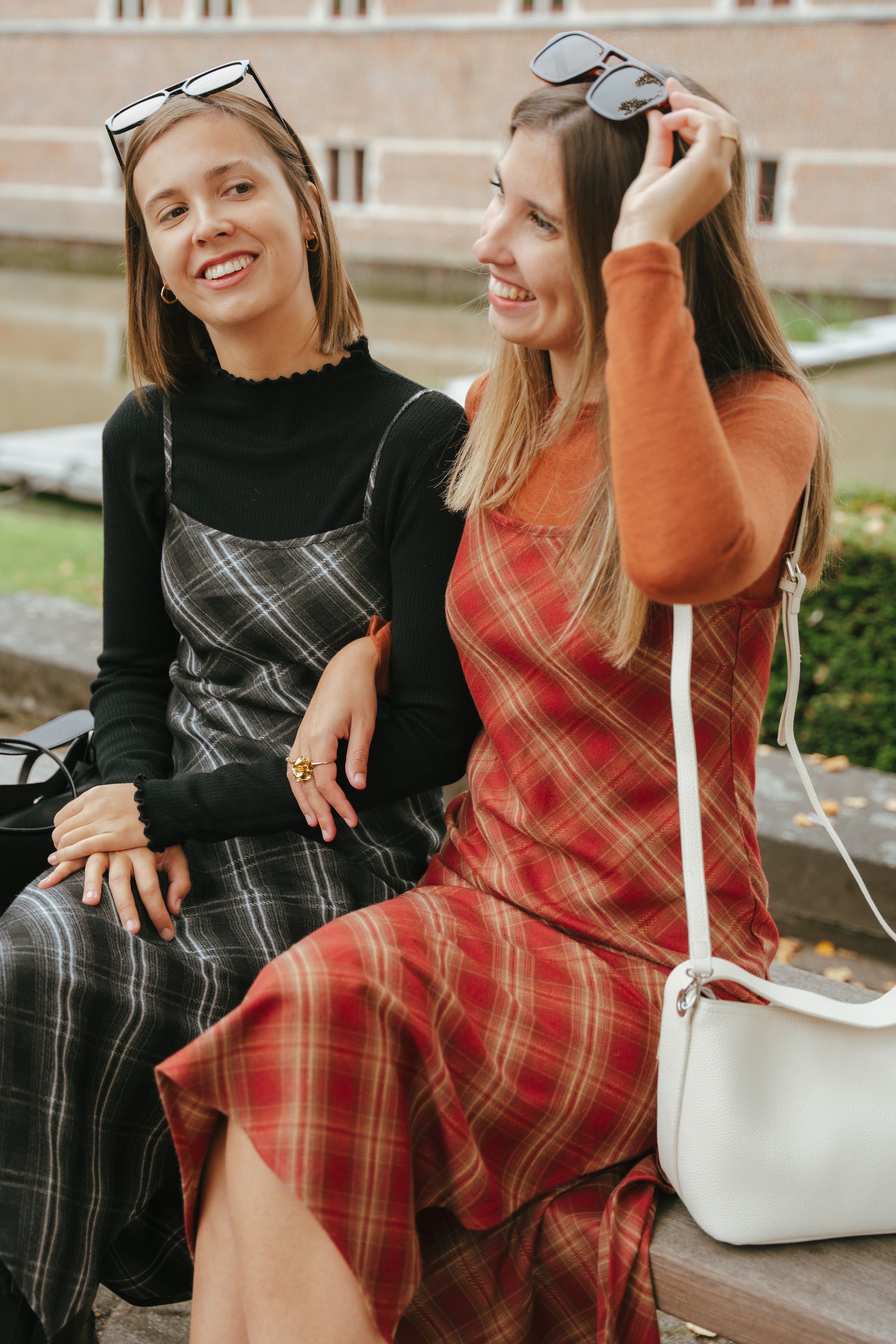 Naïma check dress rust