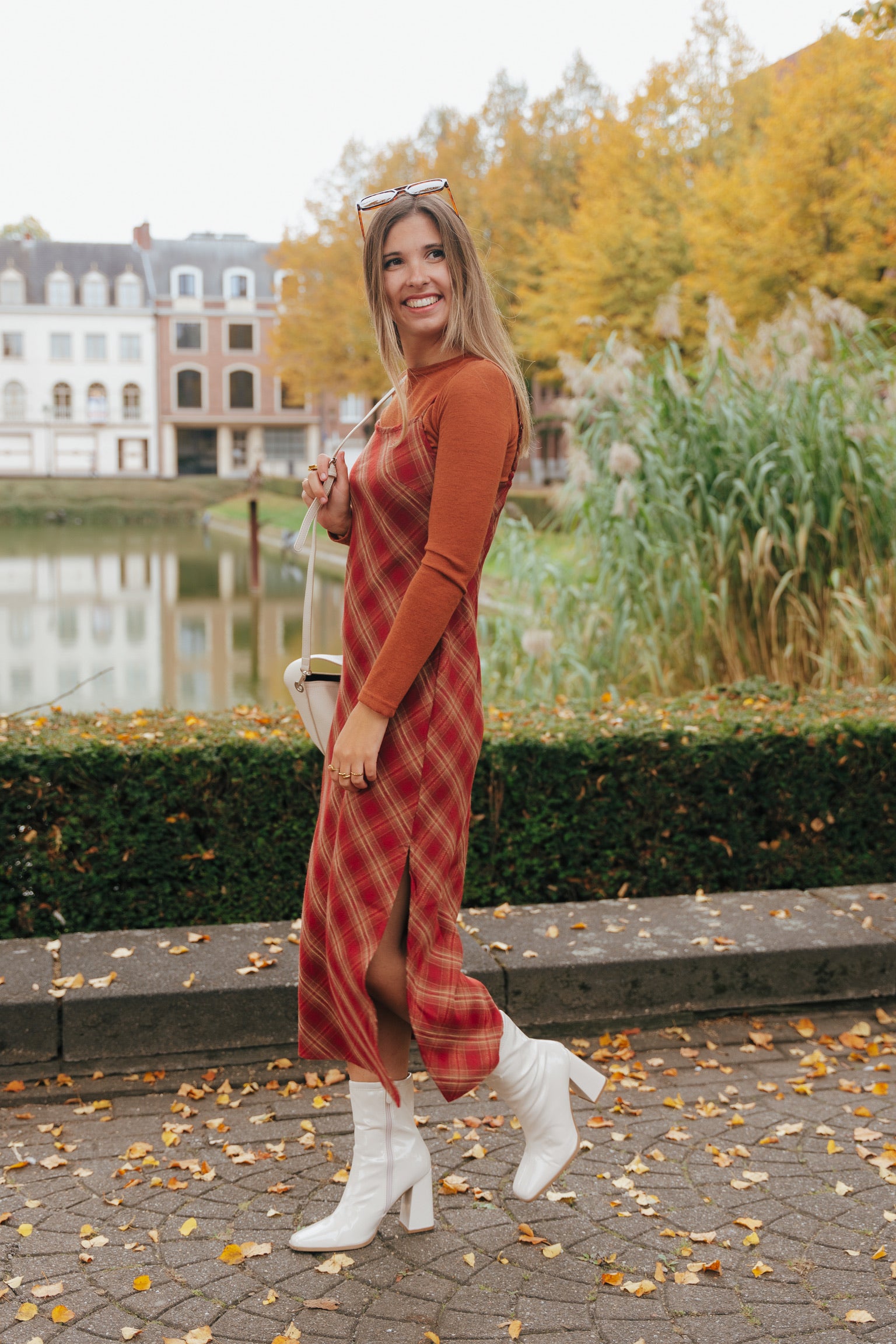 Naïma check dress rust