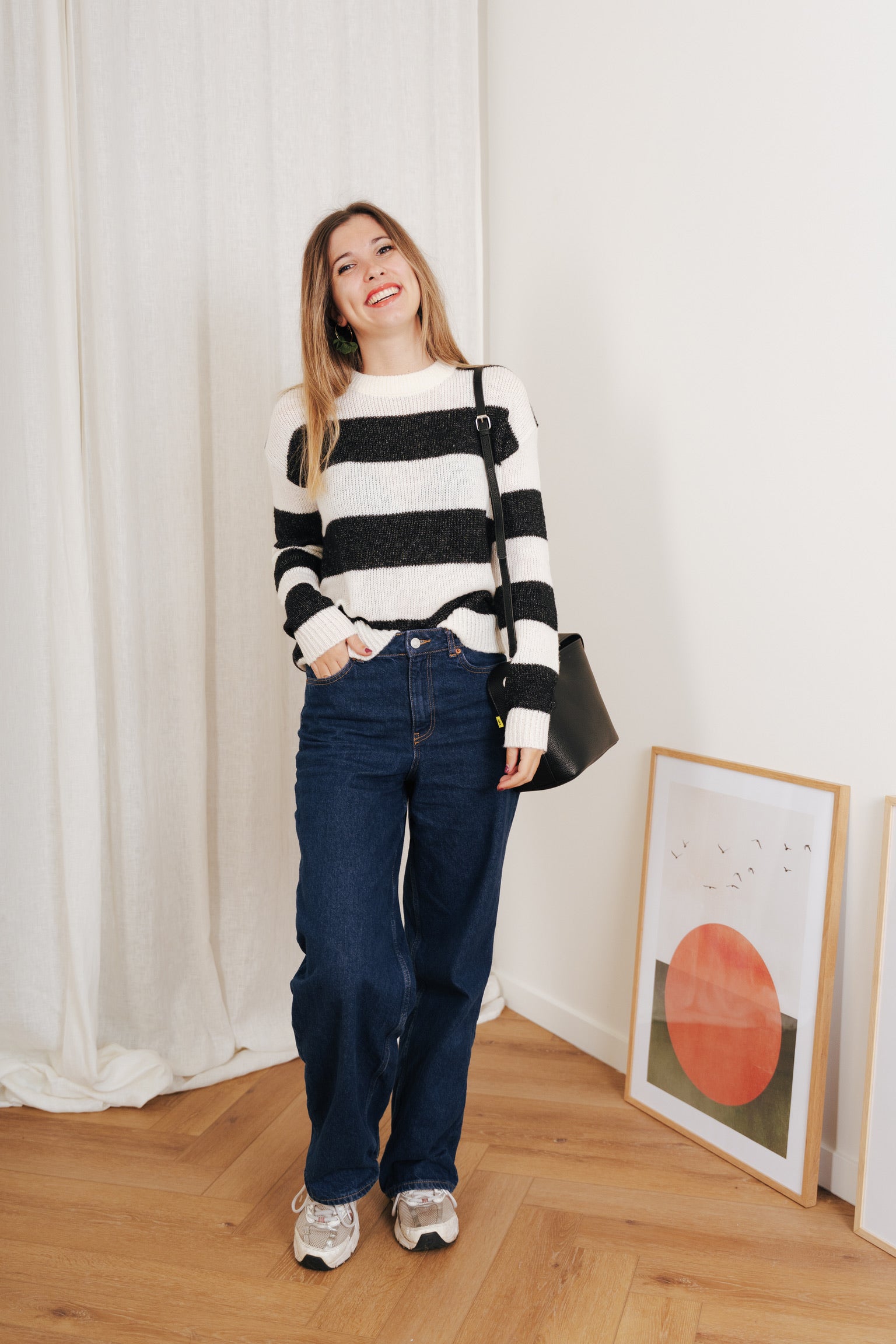 Penelope striped knit black