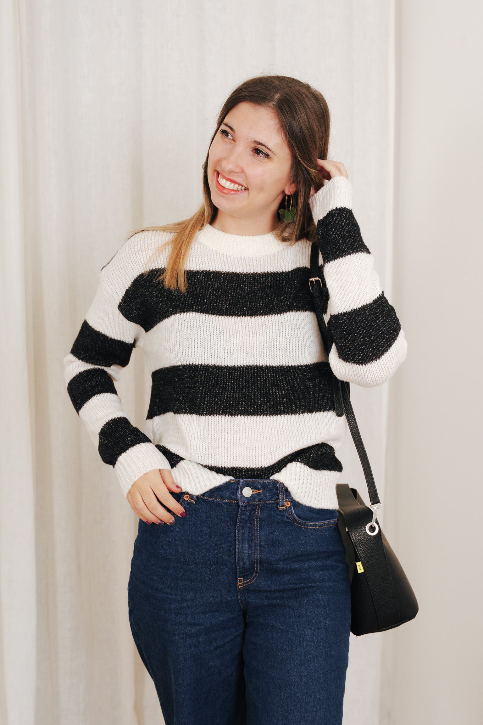 Penelope striped knit black