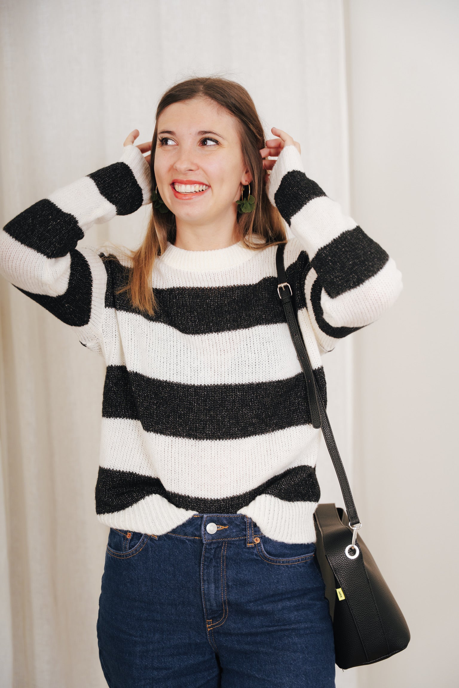 Penelope striped knit black