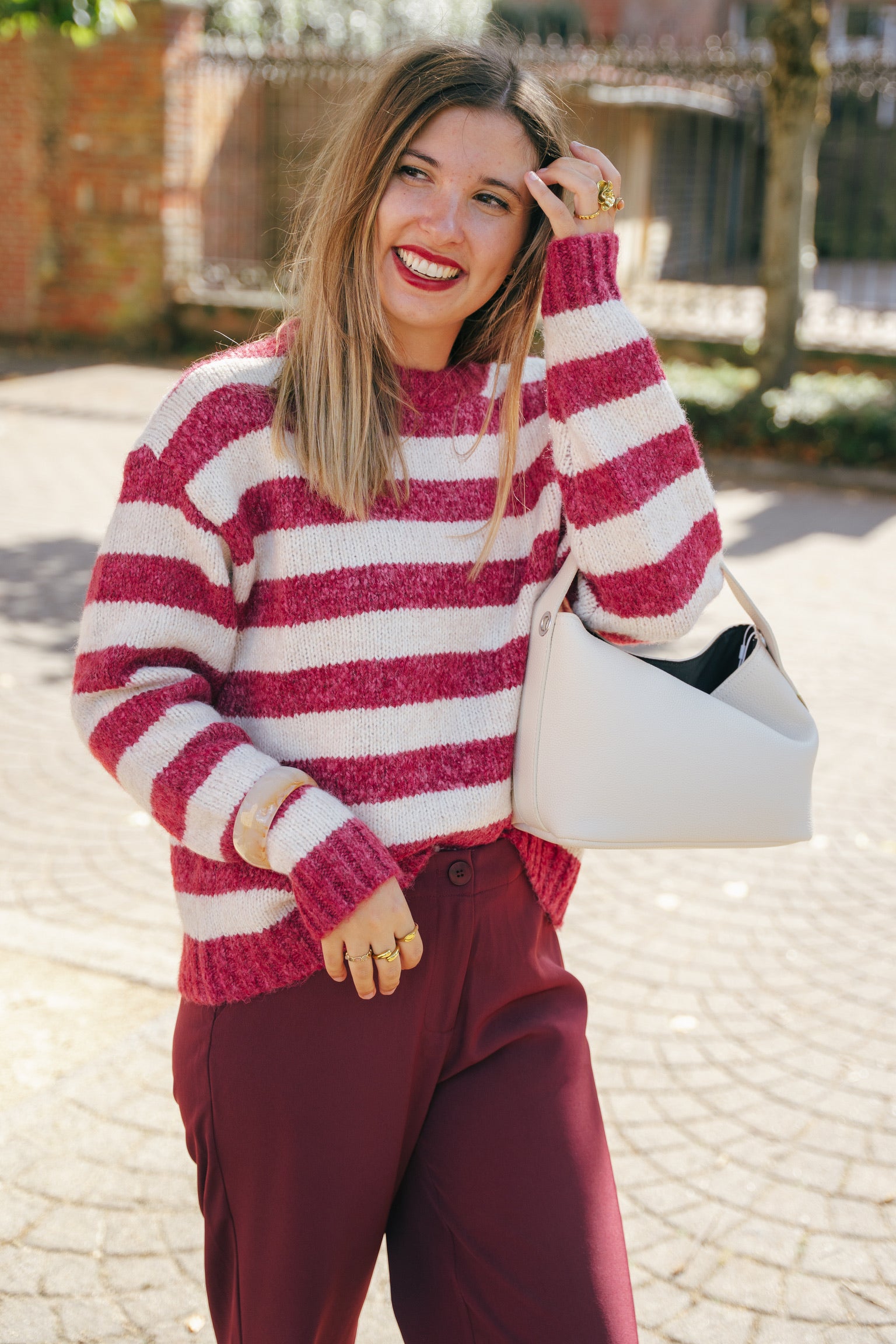 Raya knit pink/cream