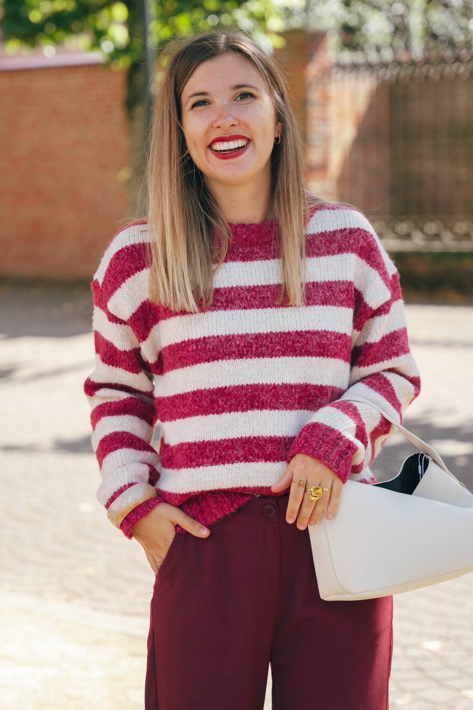 Raya knit pink/cream