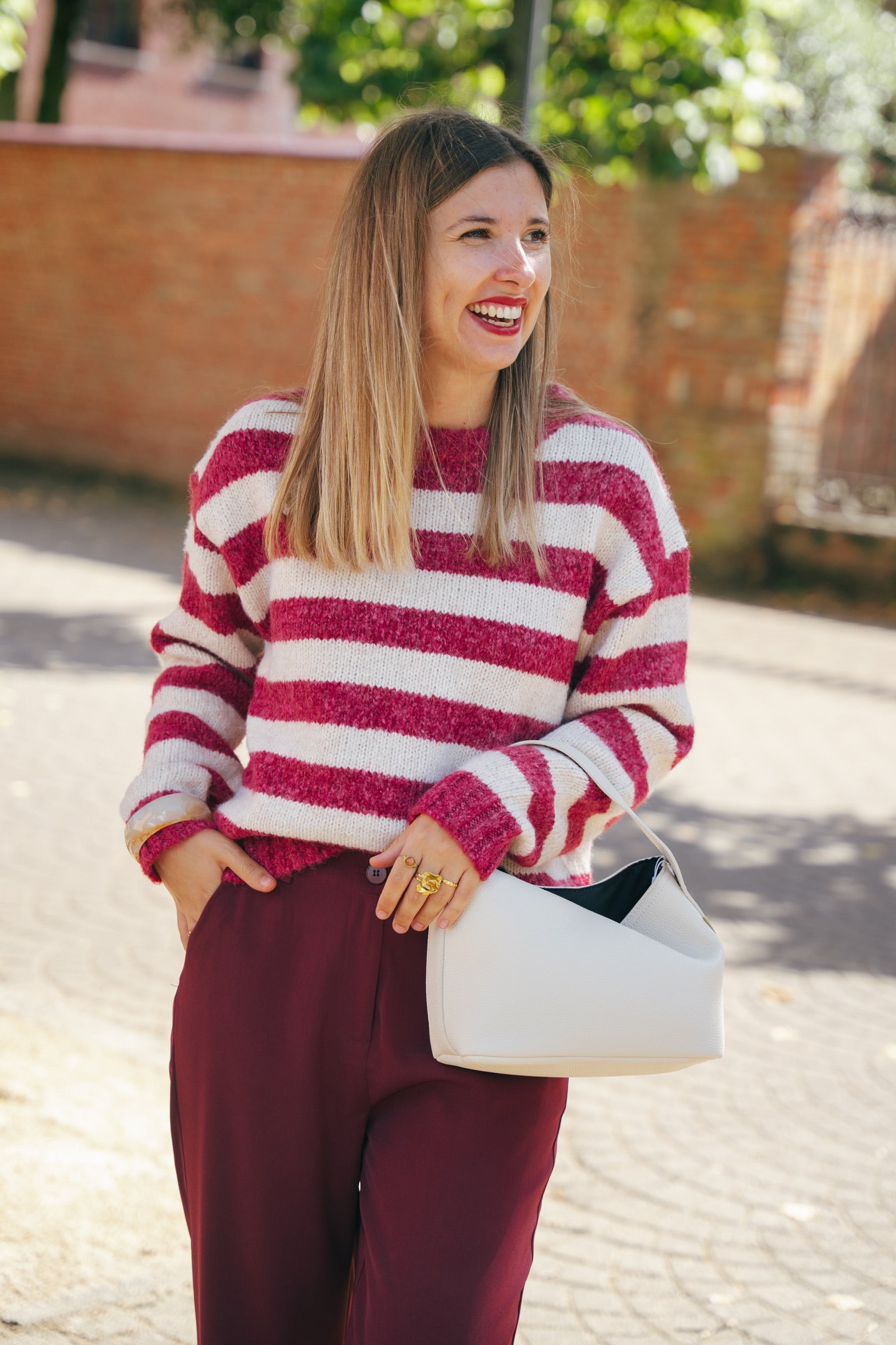 Raya knit pink/cream