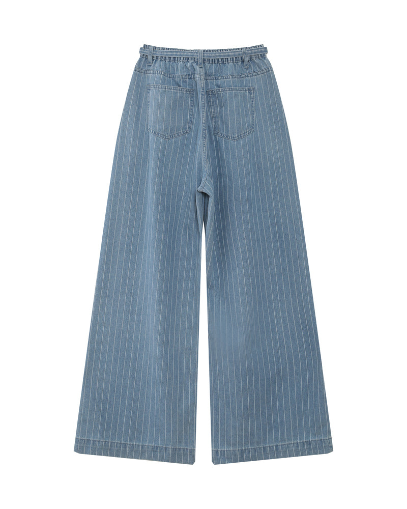 Pompon striped jeans