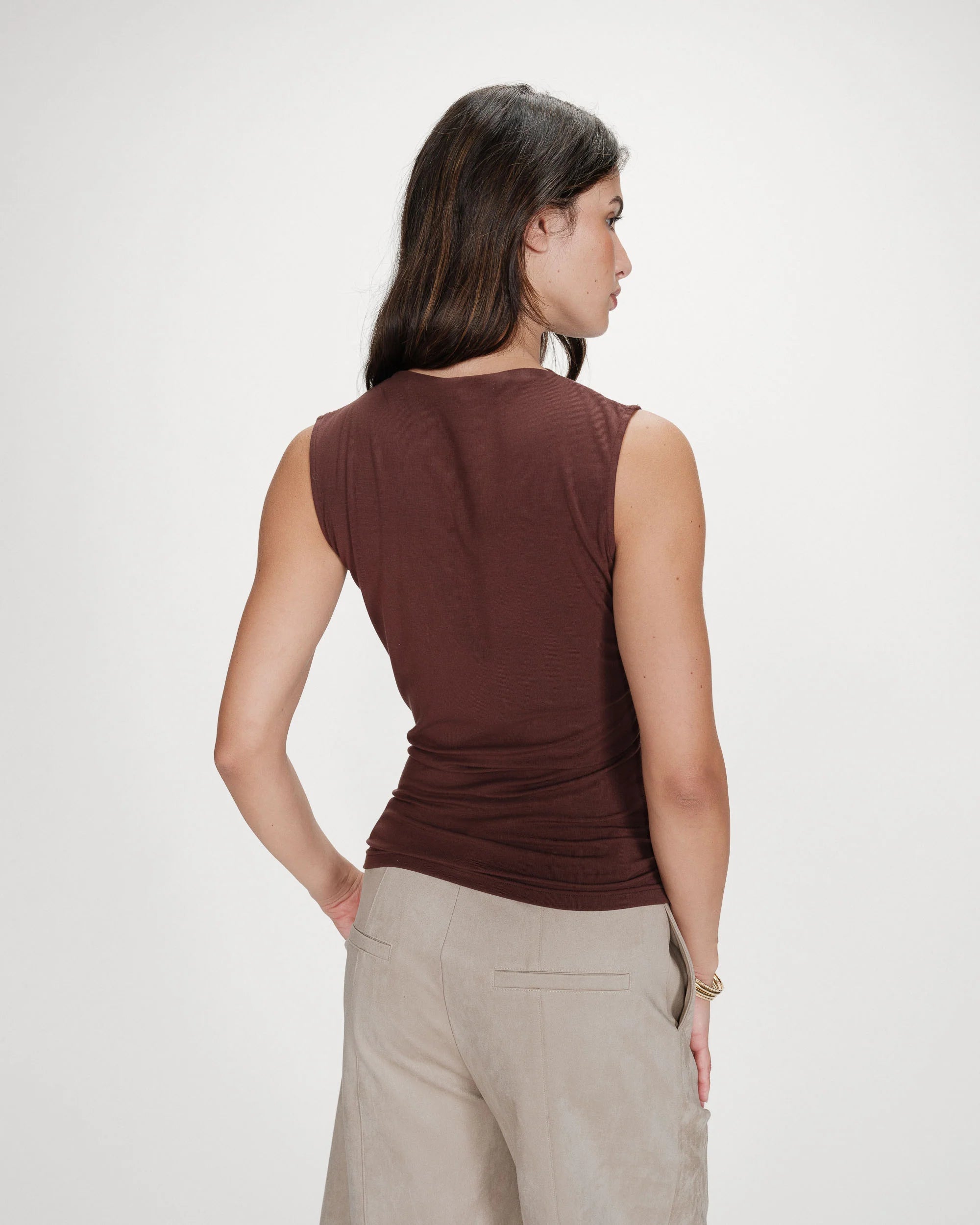 Valley draped top brown